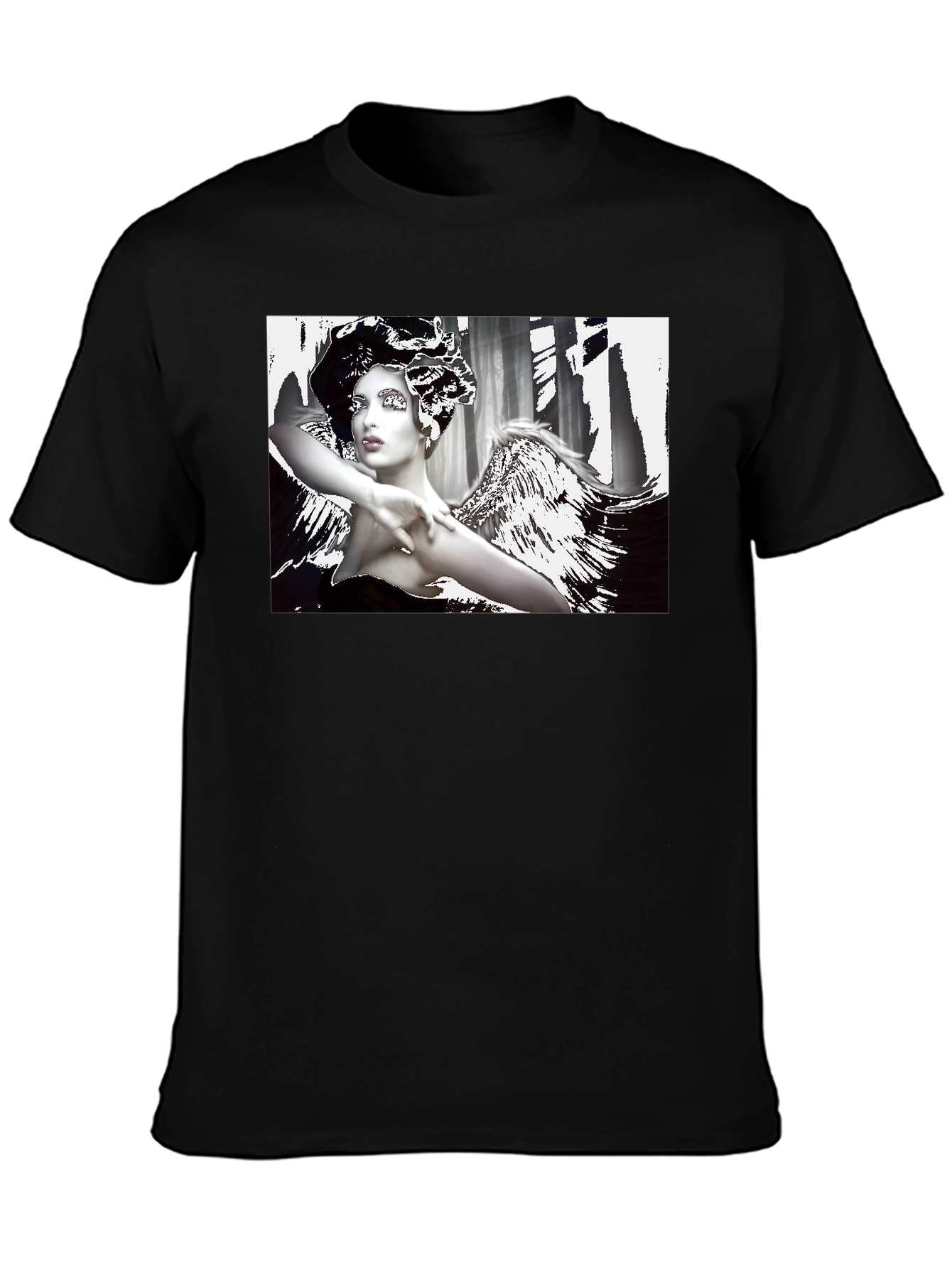 Black Angel Wings Graphic Black Tee - Stylish & Unique view 3