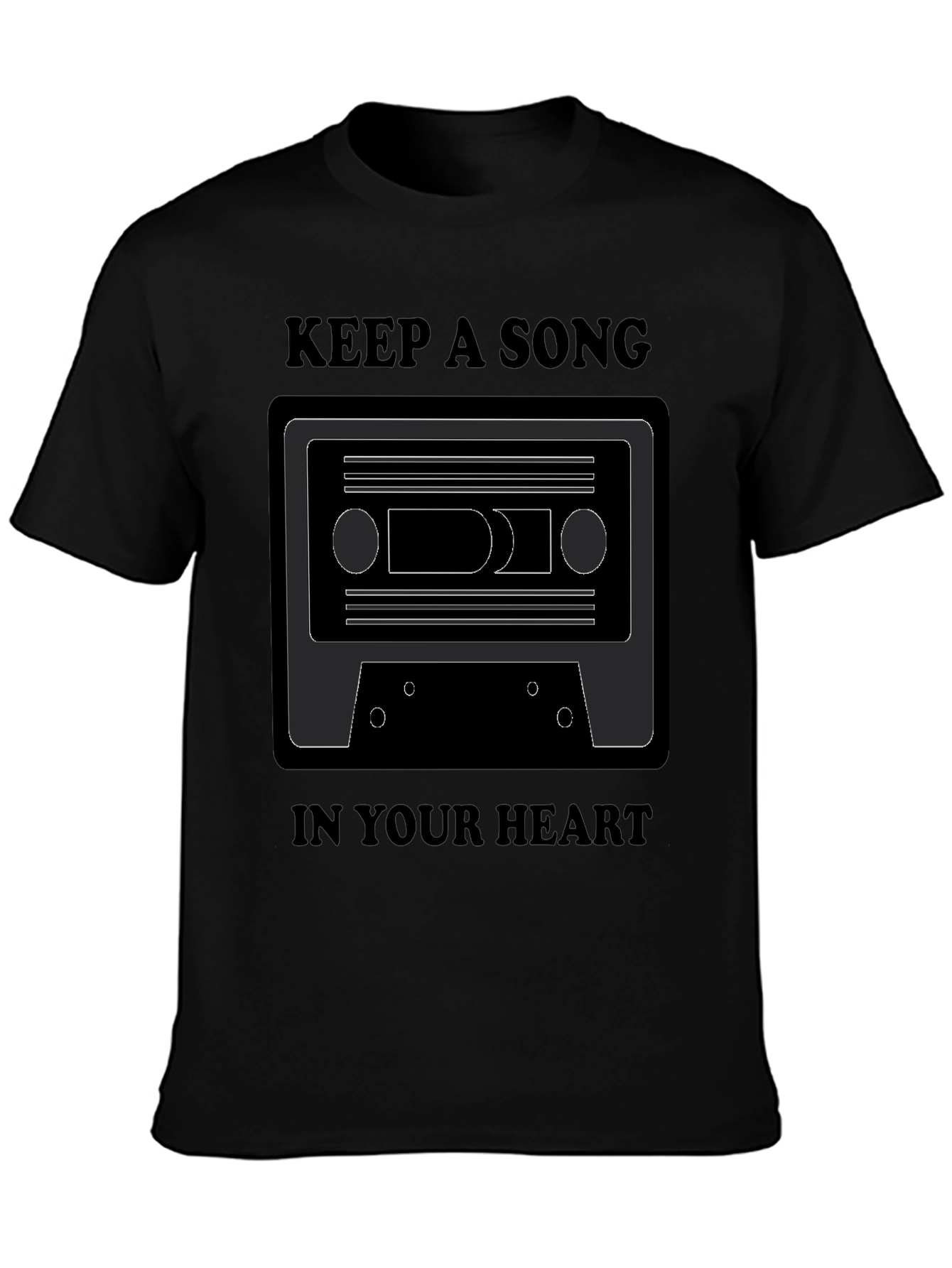Black Retro Cassette Tape T-Shirt view 3