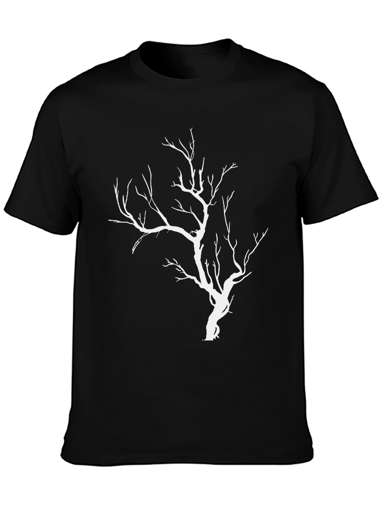 Black Black T-Shirt with White Tree Graphic view 3