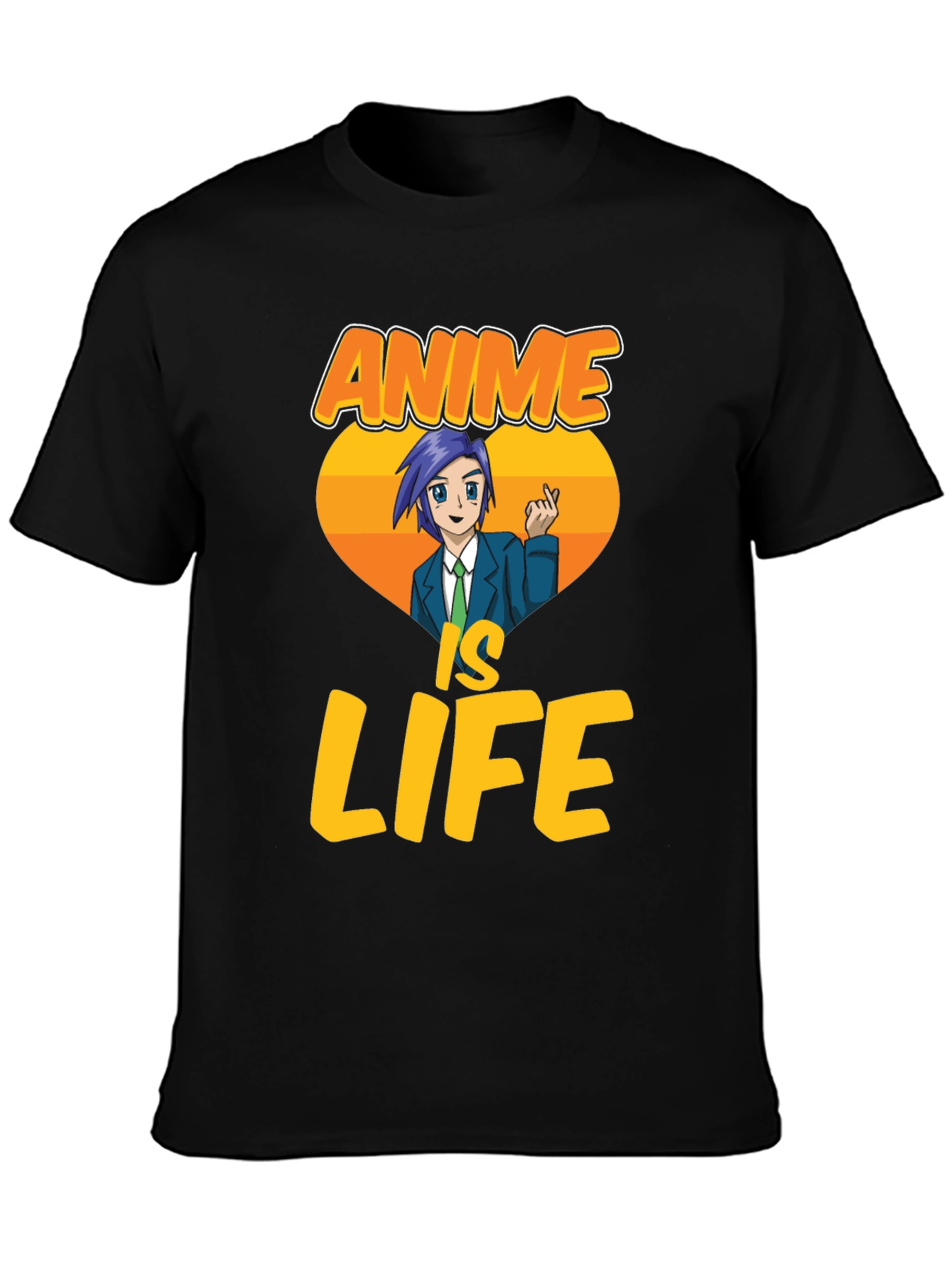 Black Anime Is Life Graphic T-Shirt - Black view 3