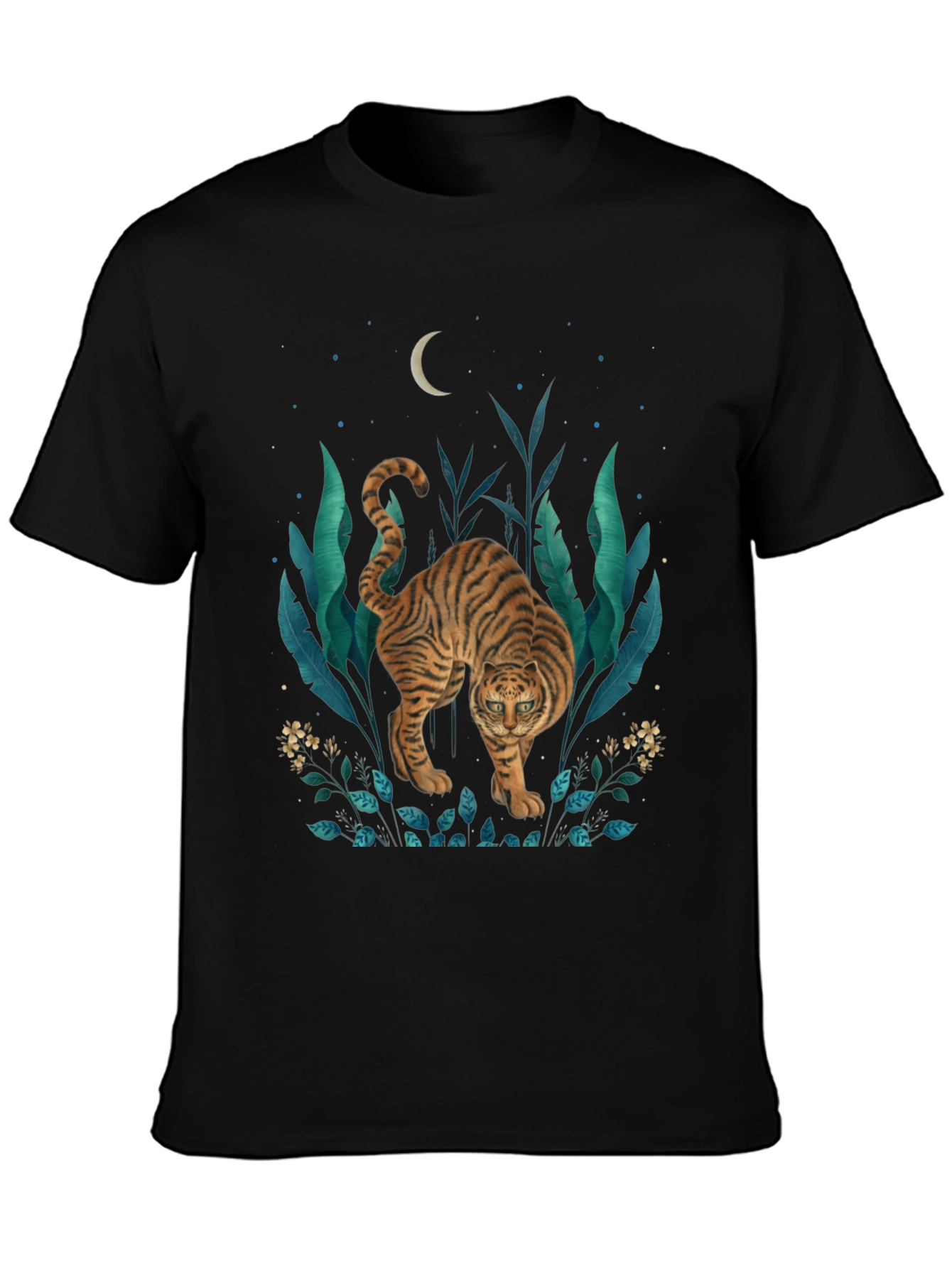 Black Tiger Graphic Print T-Shirt - Jungle Moon Design view 3