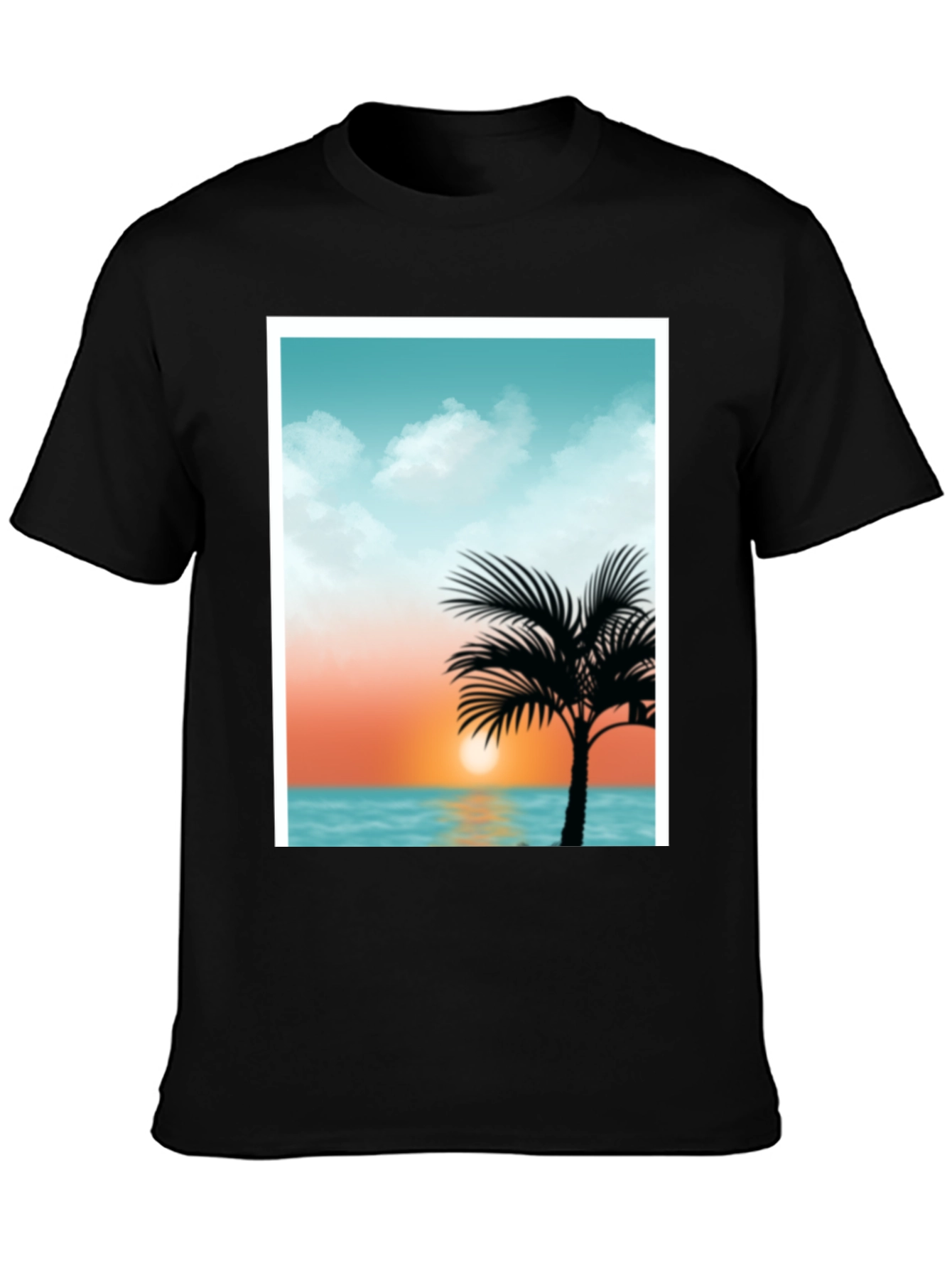 Black Sunset Palm Tee - Tropical Graphic T-Shirt view 3