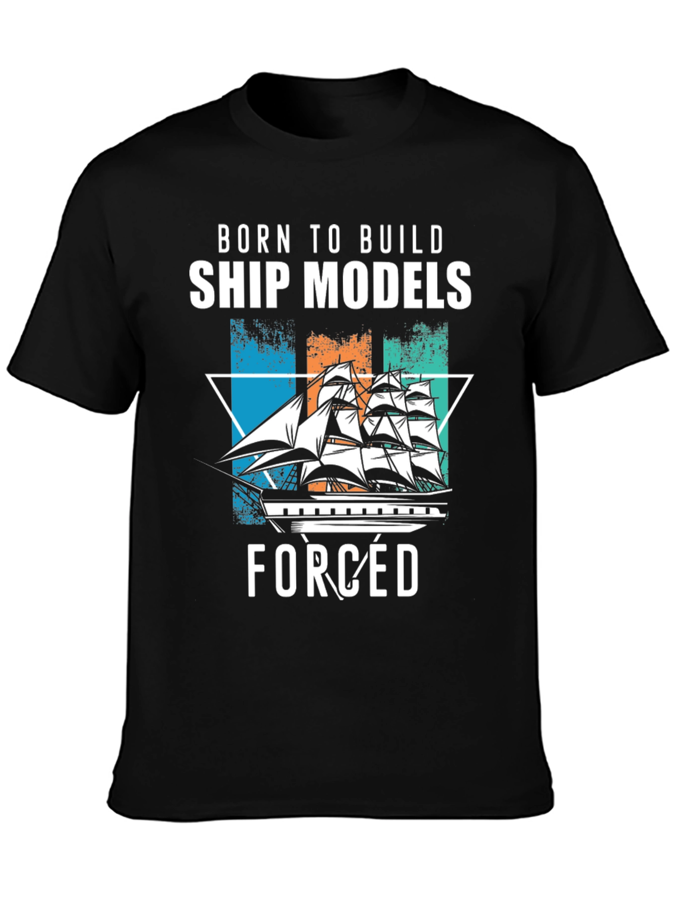 Black Born to Build Ship Models T-Shirt view 3