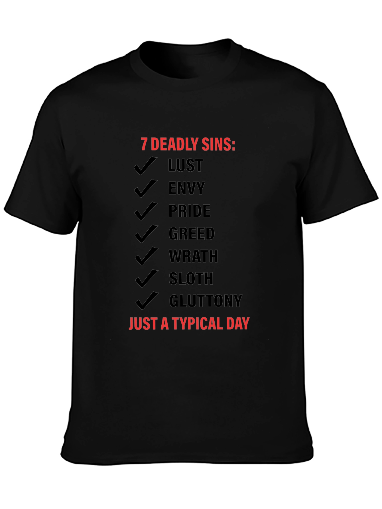 Black 7 Deadly Sins T-Shirt - Typical Day view 3
