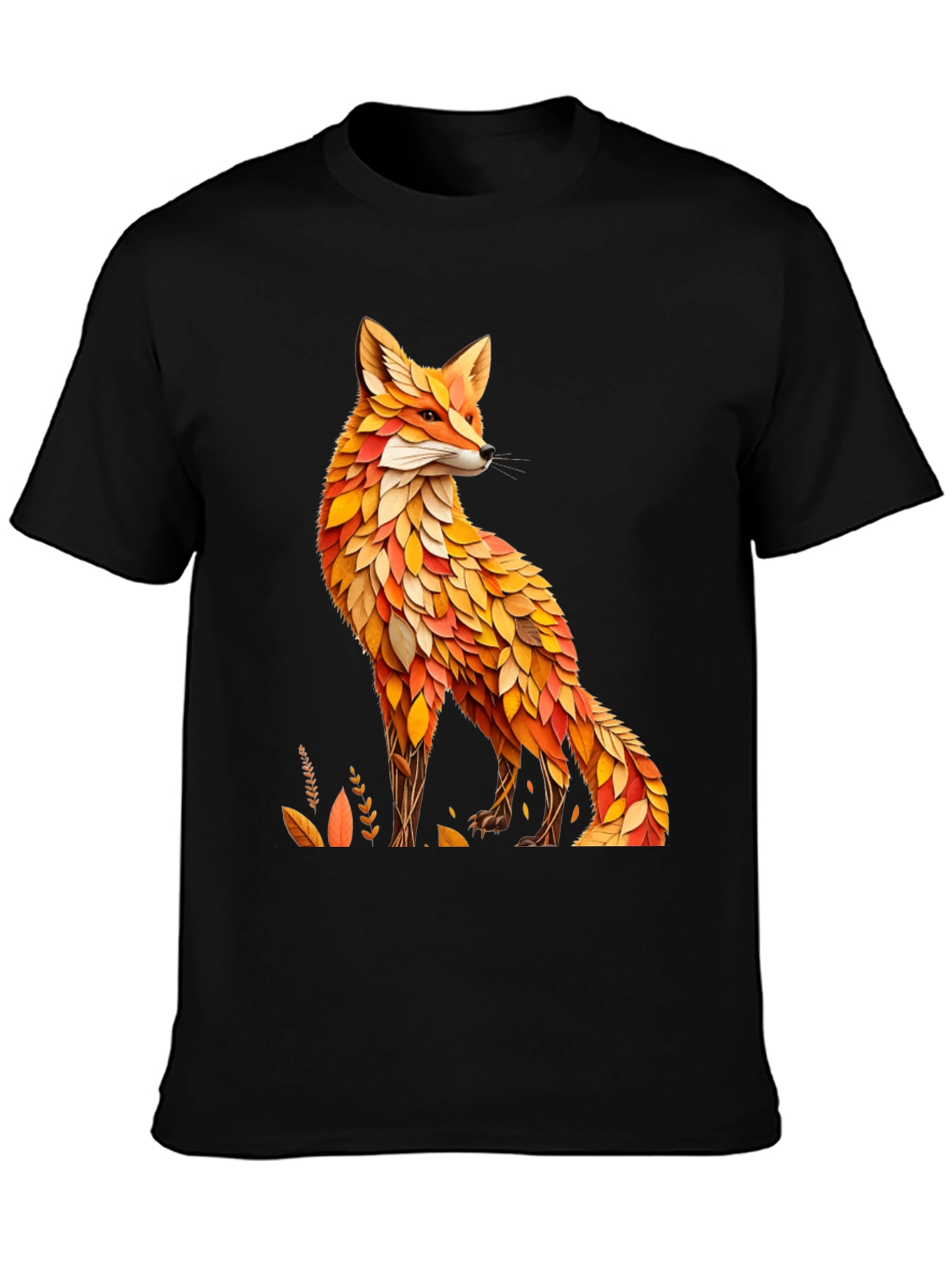 Black Fox Leaf Design T-Shirt - Stylish Animal Tee view 3