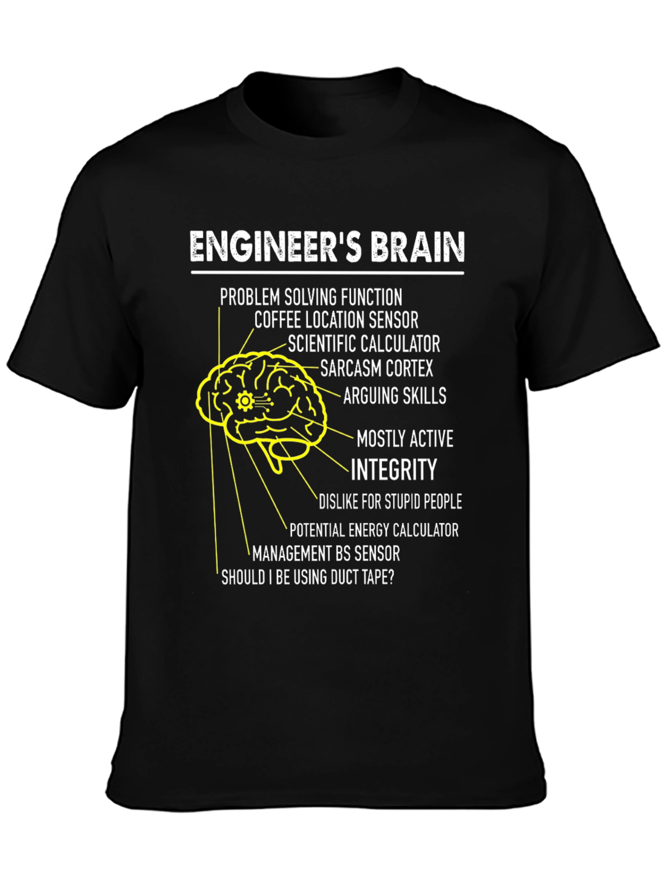 Black Engineer's Brain T-Shirt: Problem Solving Humor view 3