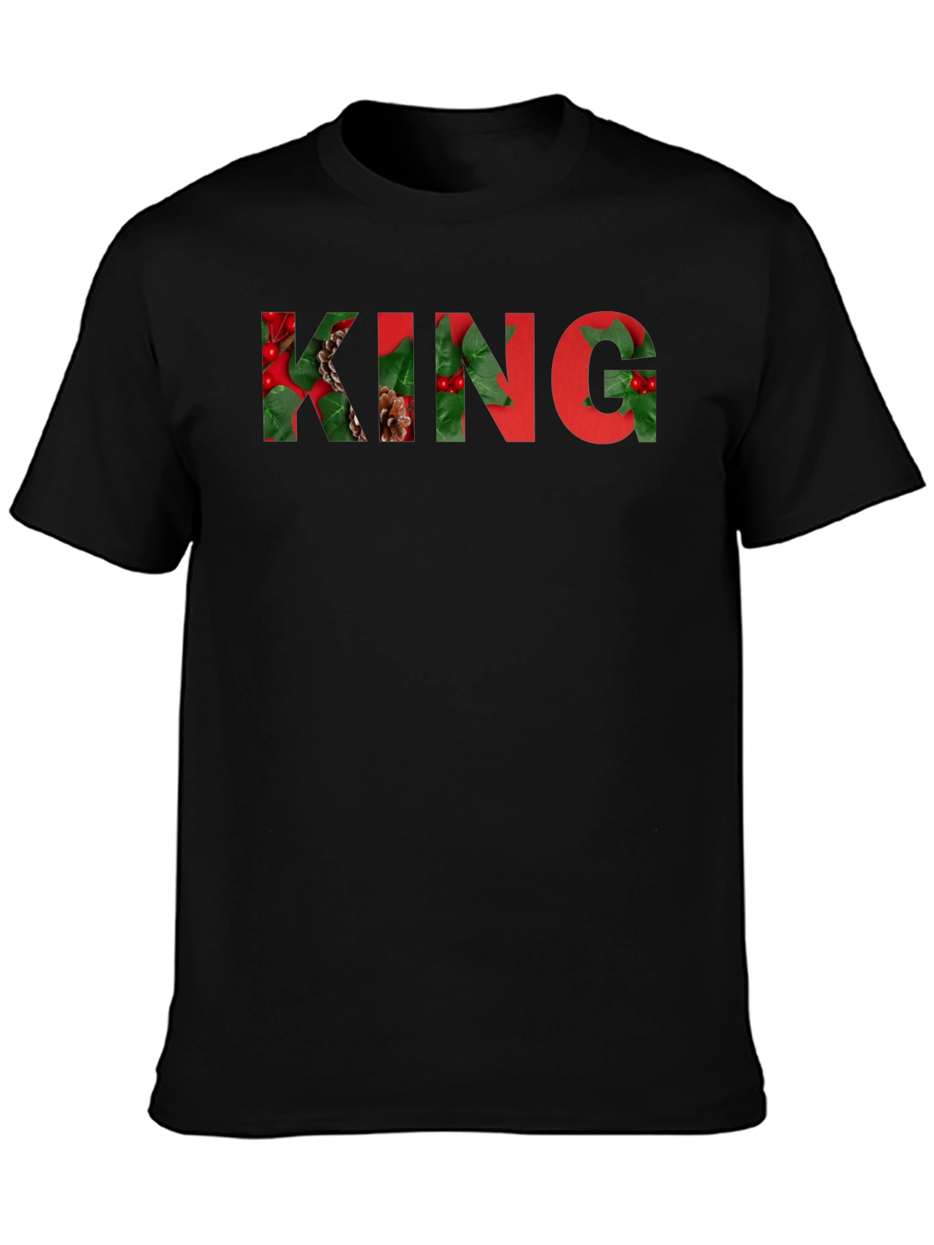 Black King Holiday T-Shirt - Festive Design view 3