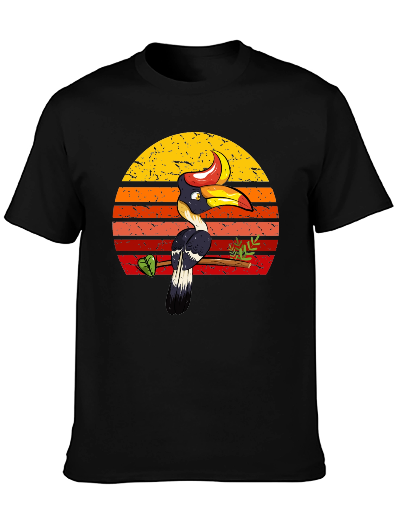 Black Tropical Toucan Sunset Graphic Tee - Unique Design view 3