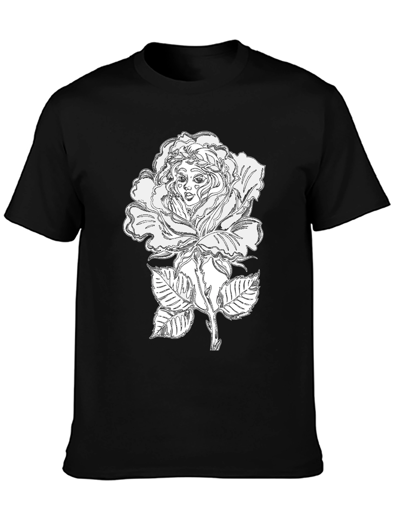 Black Black Rose Woman Tee - Unique Graphic T-Shirt view 3