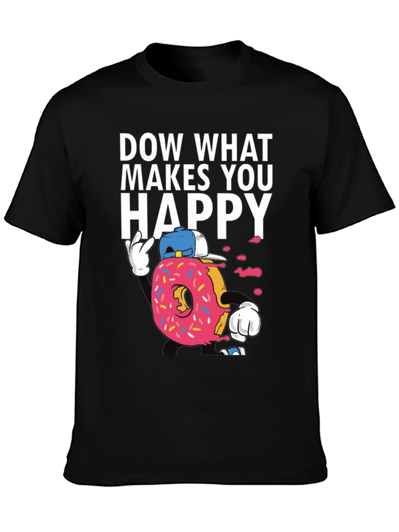 Black Funny Donut Graphic T-Shirt - Do What Makes You Happy view 3