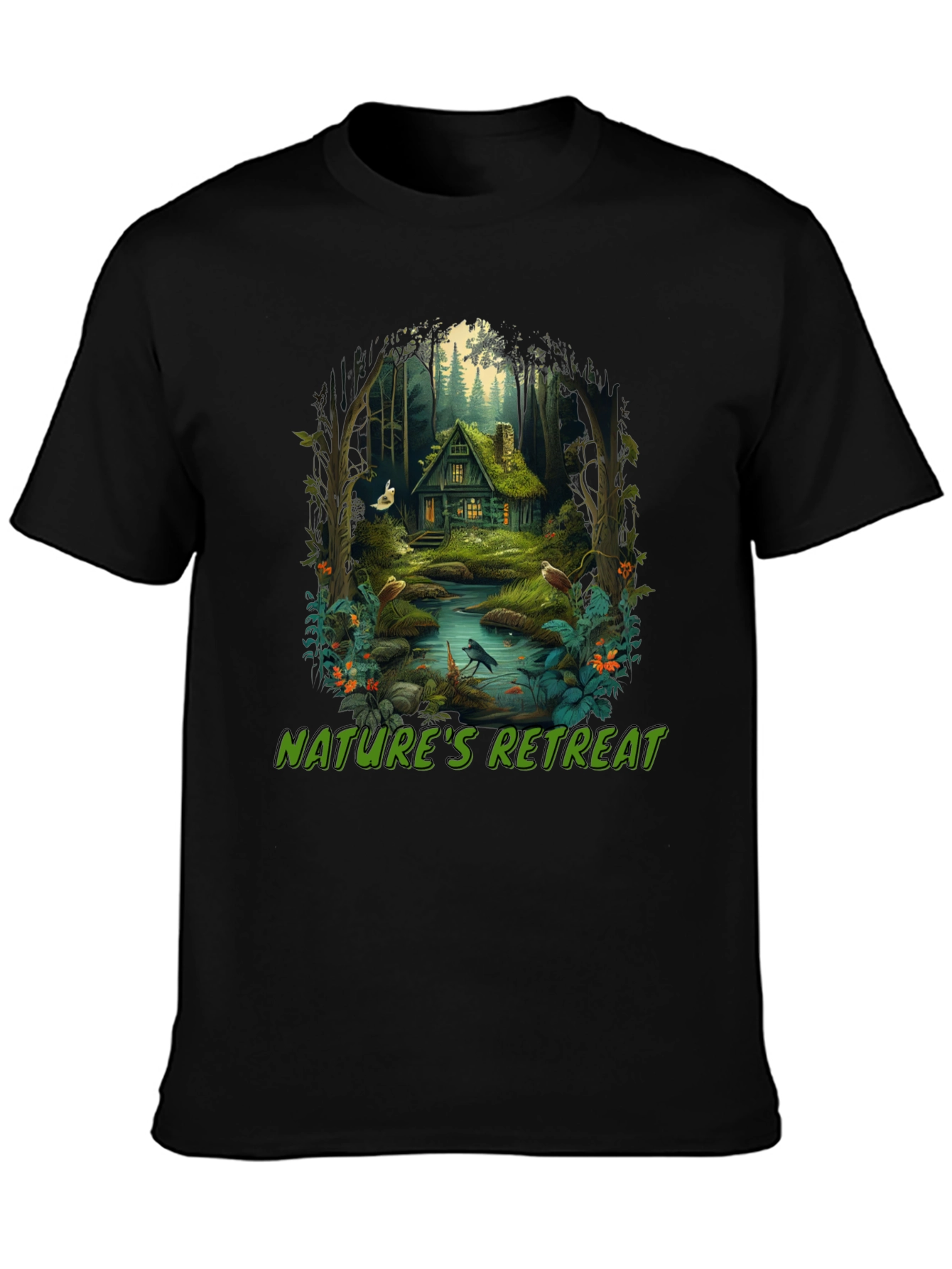 Black Nature's Retreat Graphic Tee - Cottagecore Style view 3