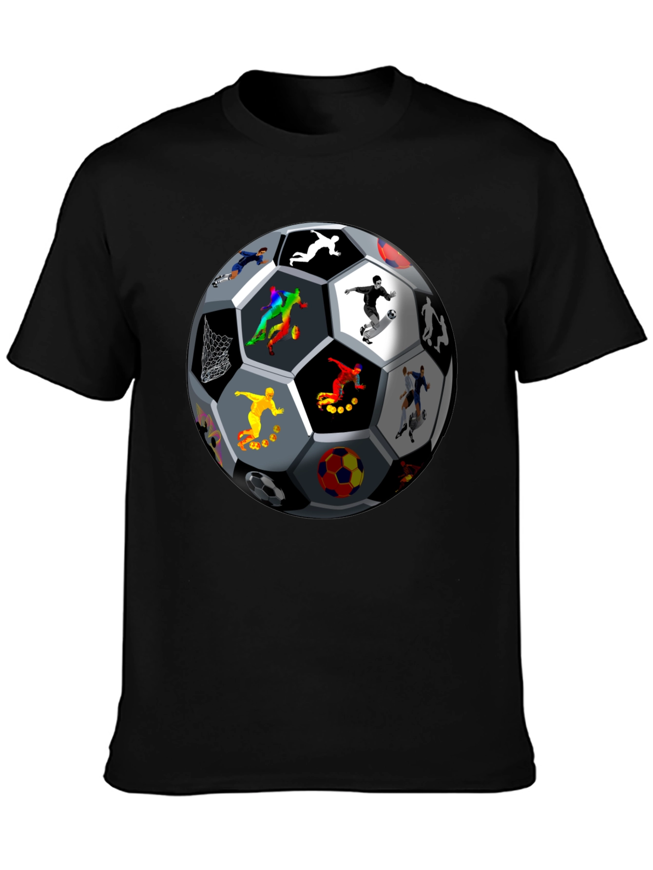 Black Soccer Ball Players Graphic T-Shirt view 3
