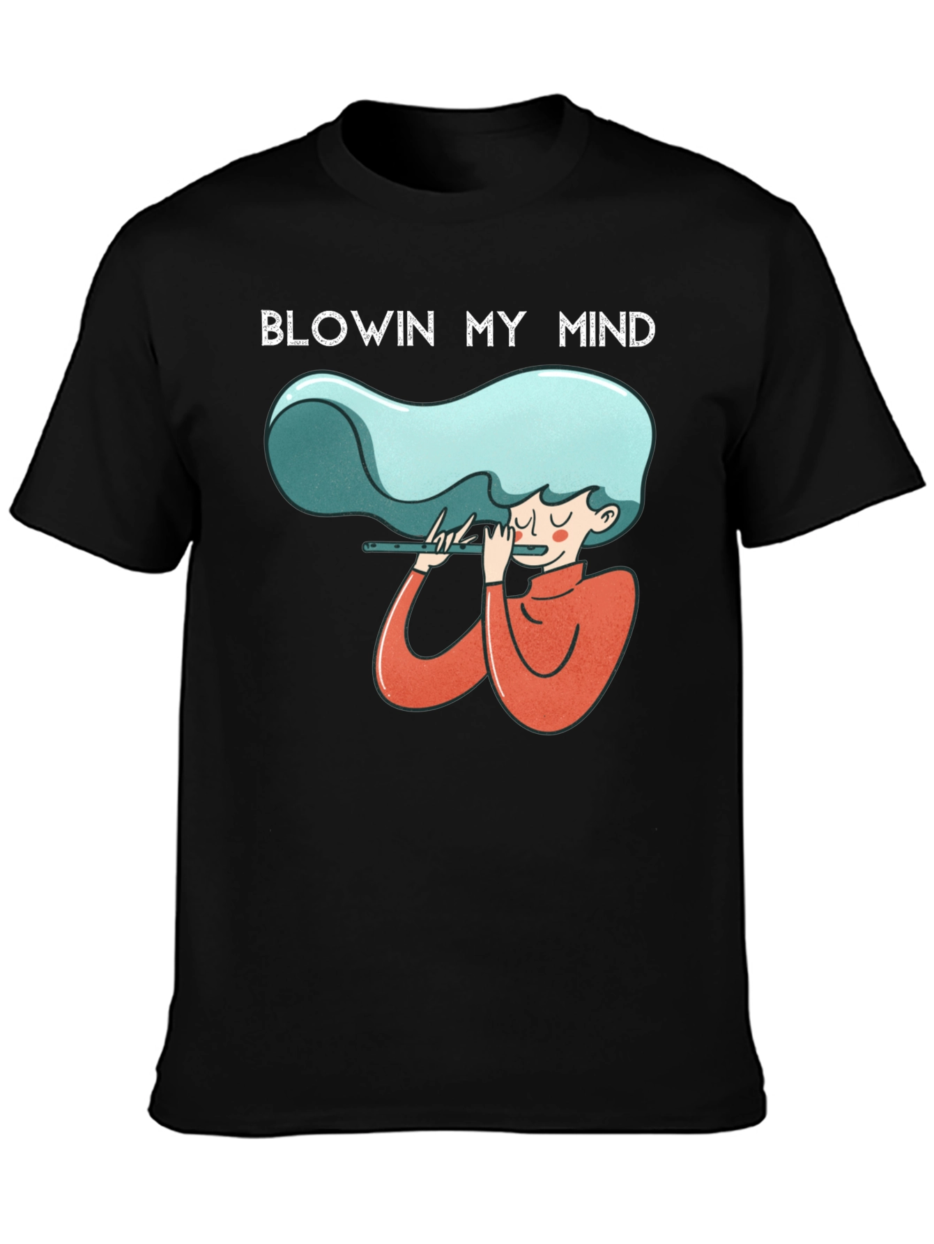 Black Blowin My Mind Flute Player Graphic Tee - Unisex view 3
