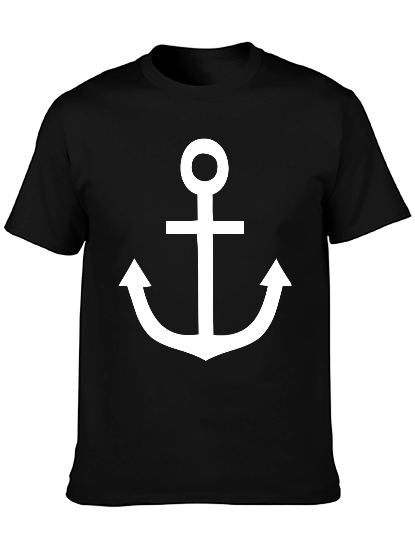 Black Nautical Anchor Graphic T-Shirt - Classic Black Cotton Tee view 3