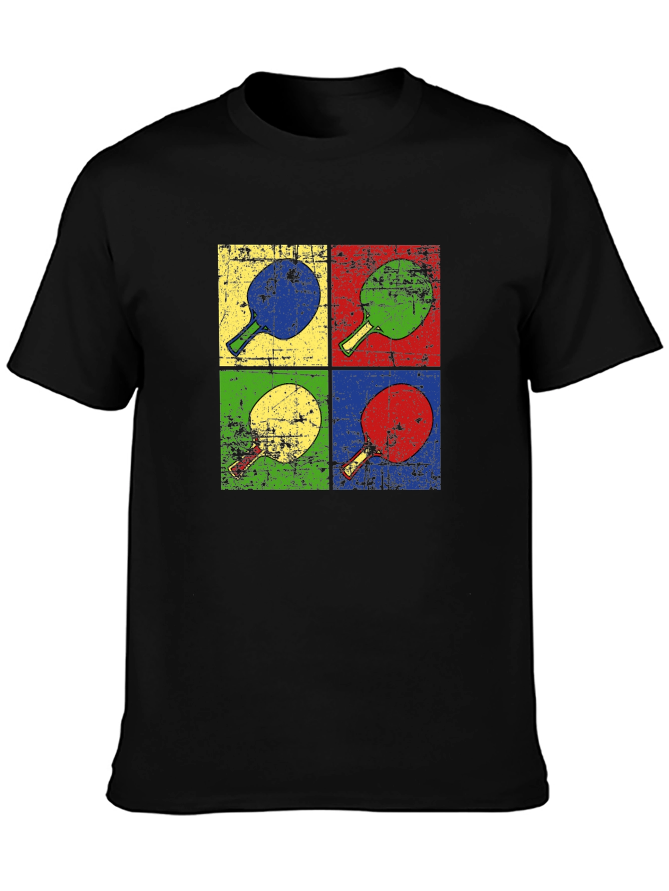 Black Retro Pop Art Ping Pong Paddle T-Shirt view 3