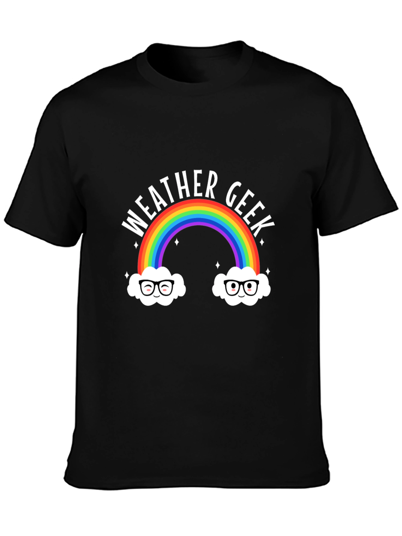 Black Weather Geek Rainbow T-Shirt - Funny Graphic Tee view 3