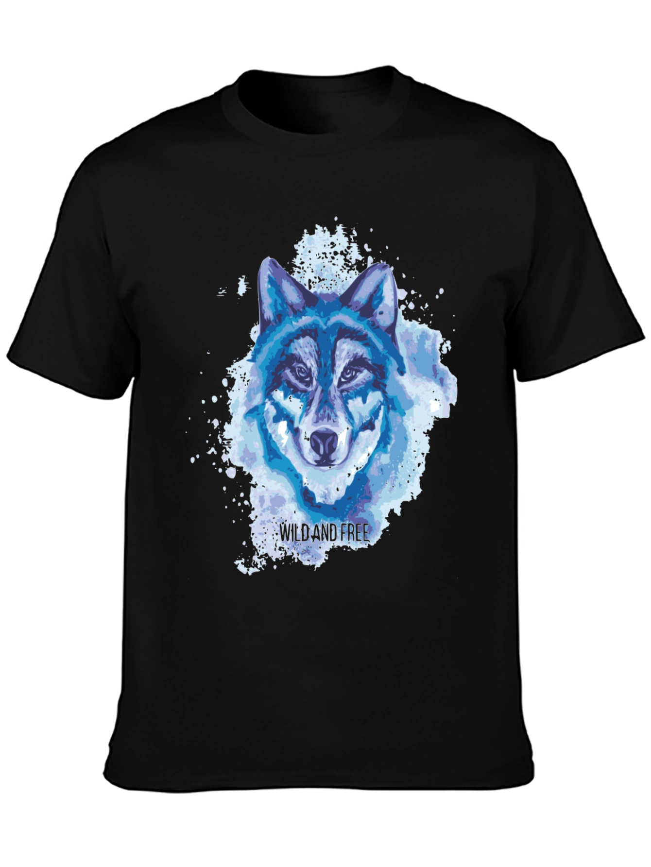 Black Wild and Free Wolf Graphic Tee - Black view 3