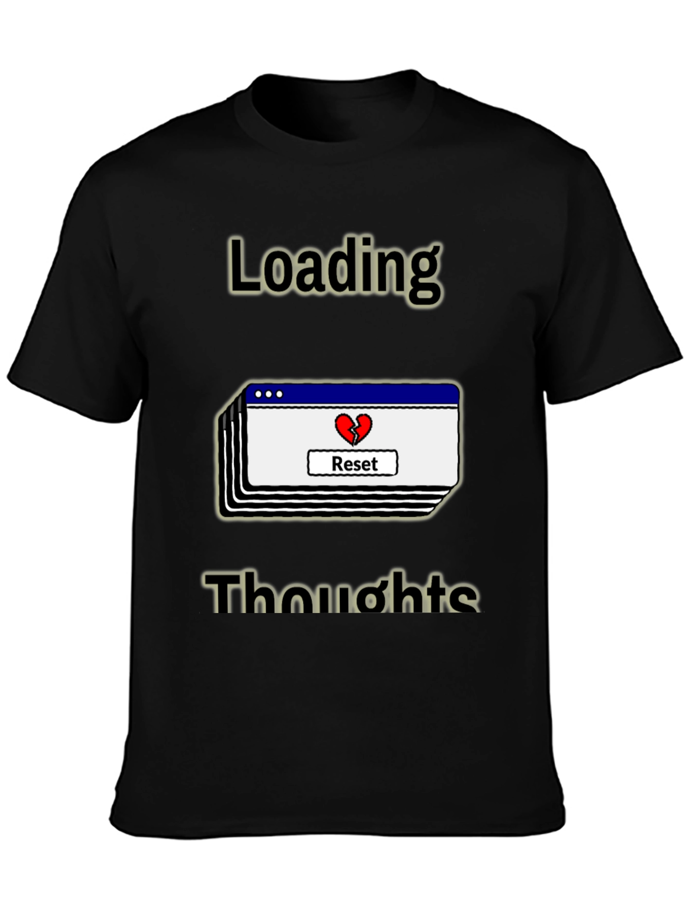 Black Loading Thoughts Graphic Tee - Reset Your Mind view 3