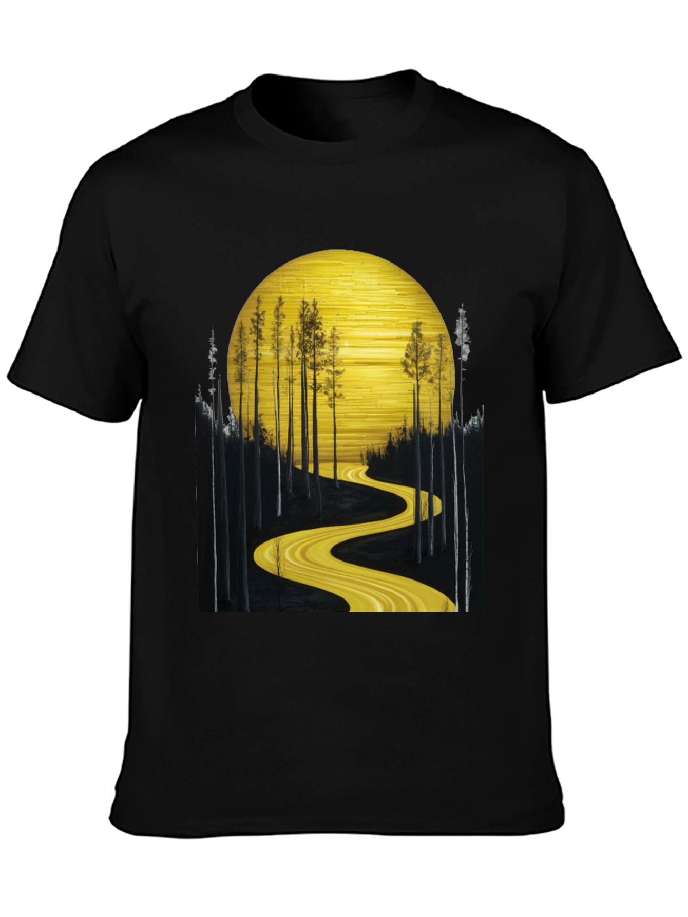 Black Golden Road Forest Graphic Tee view 3
