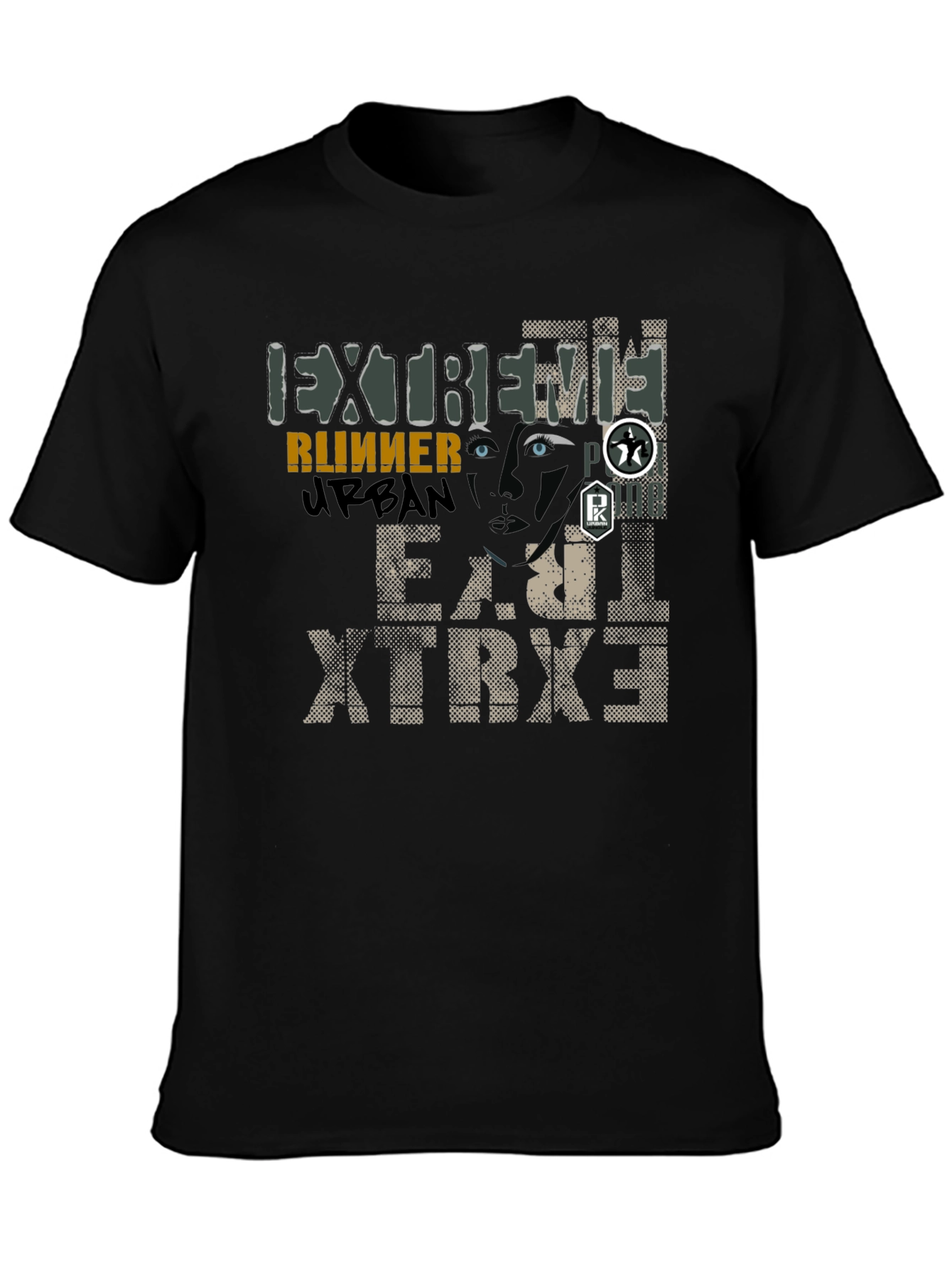 Black Extreme Runner Urban Graphic Print T-Shirt view 3