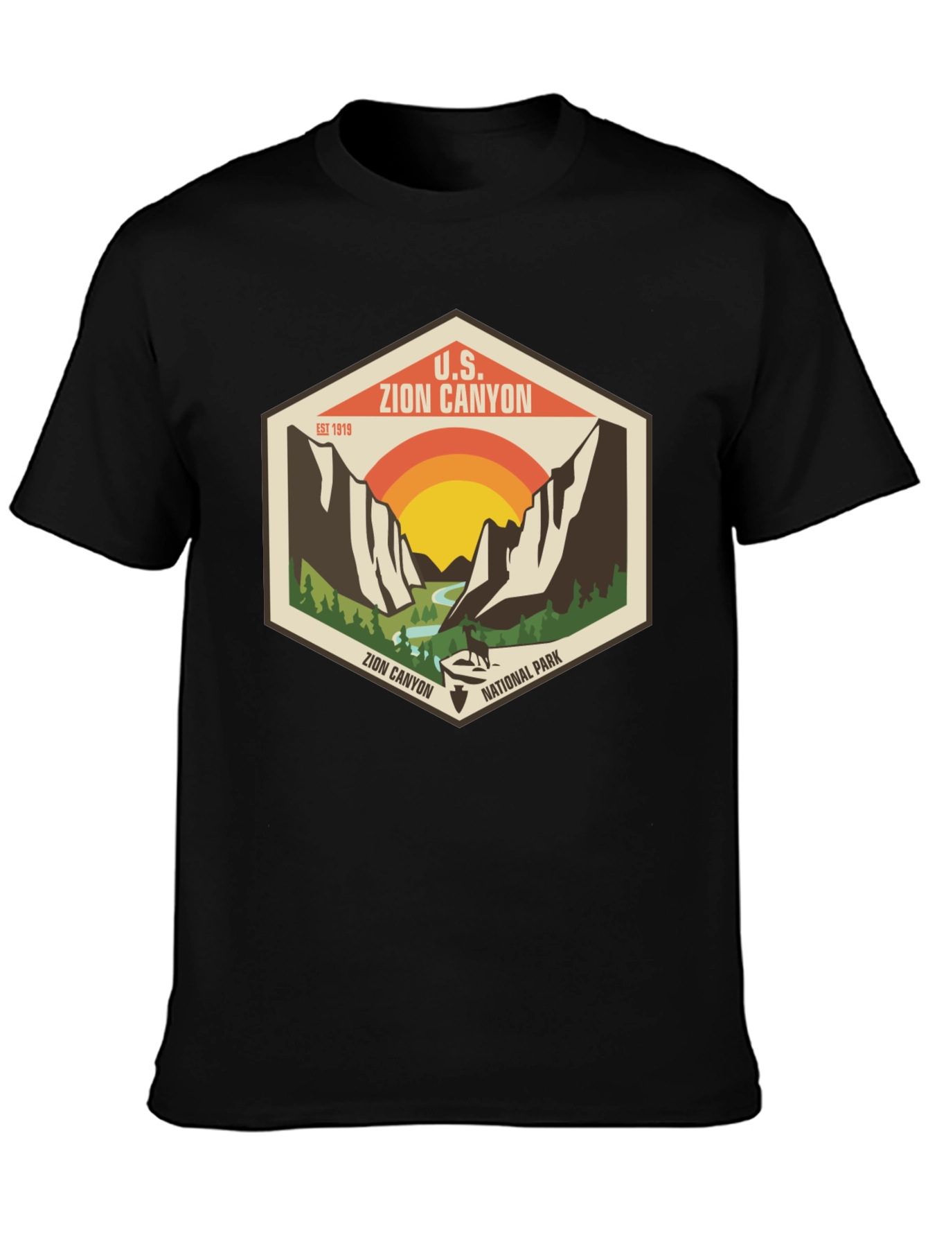 Black Zion Canyon National Park Graphic Tee view 3