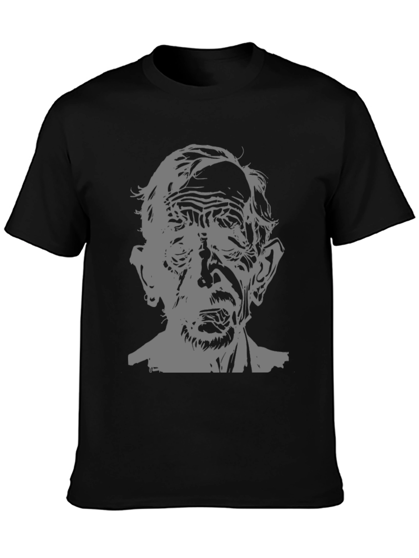 Black Creepy Old Man Graphic T-Shirt - Black Tee view 3