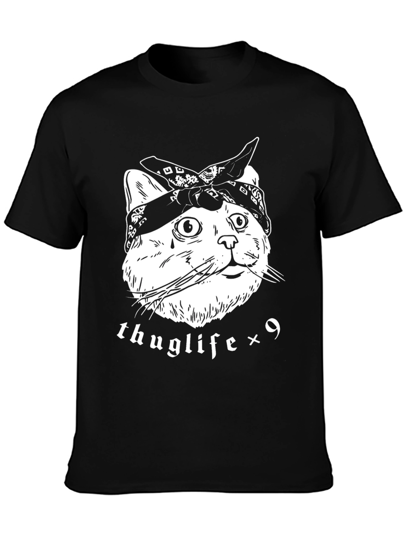 Black Thuglife Cat T-Shirt - Bandana Kitten Tee view 3