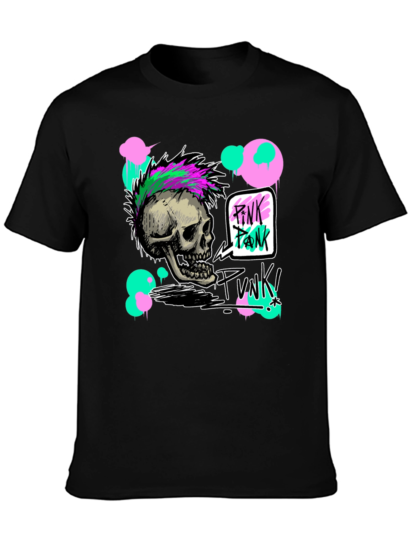 Black Skull Punk Graphic Tee - Edgy Fashion view 3