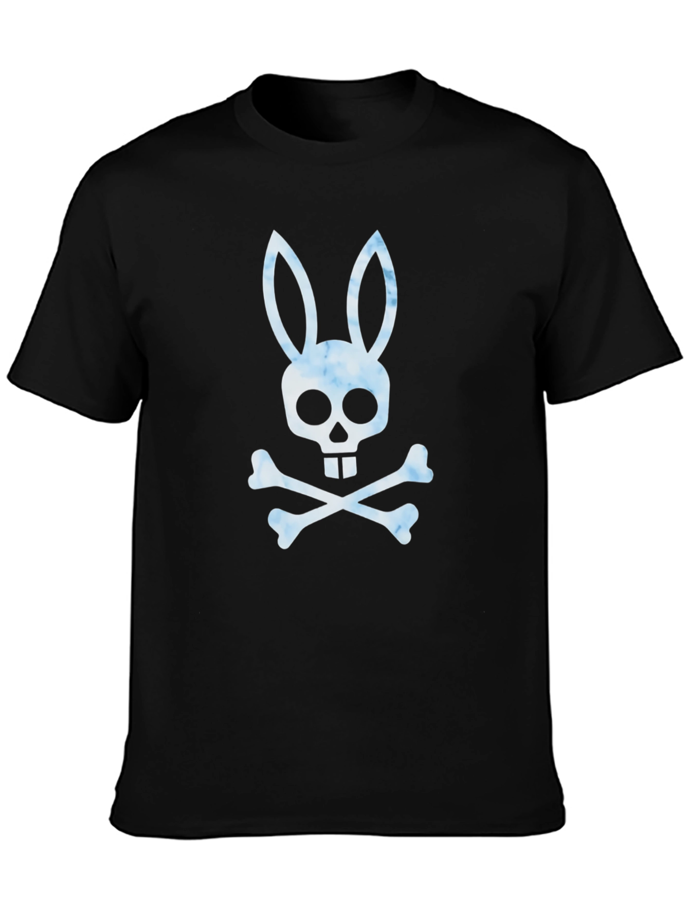 Black Skull Rabbit Bones T-Shirt Graphic Print view 3