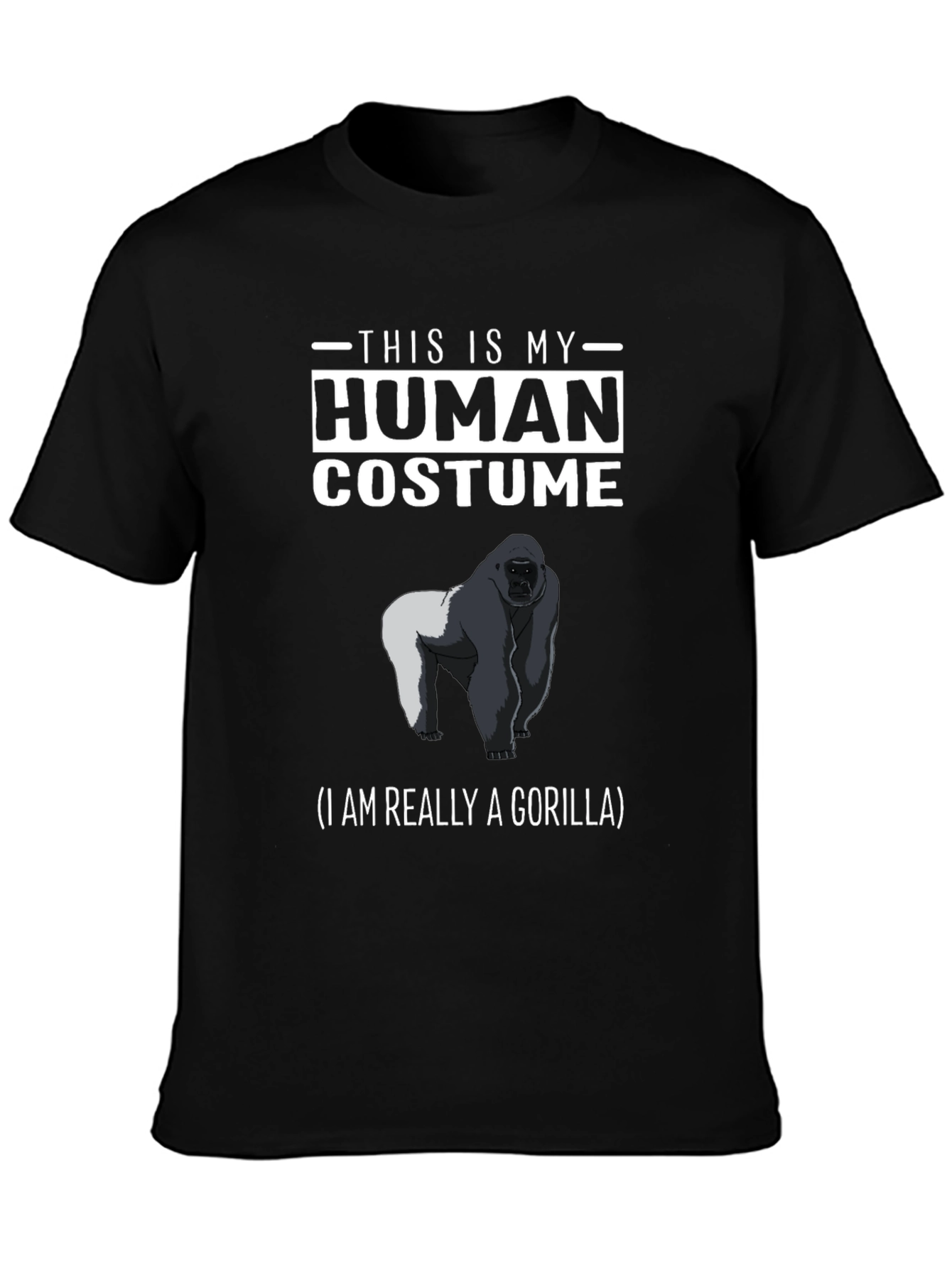 Black Human Costume Gorilla T-Shirt - Funny Animal Tee view 3