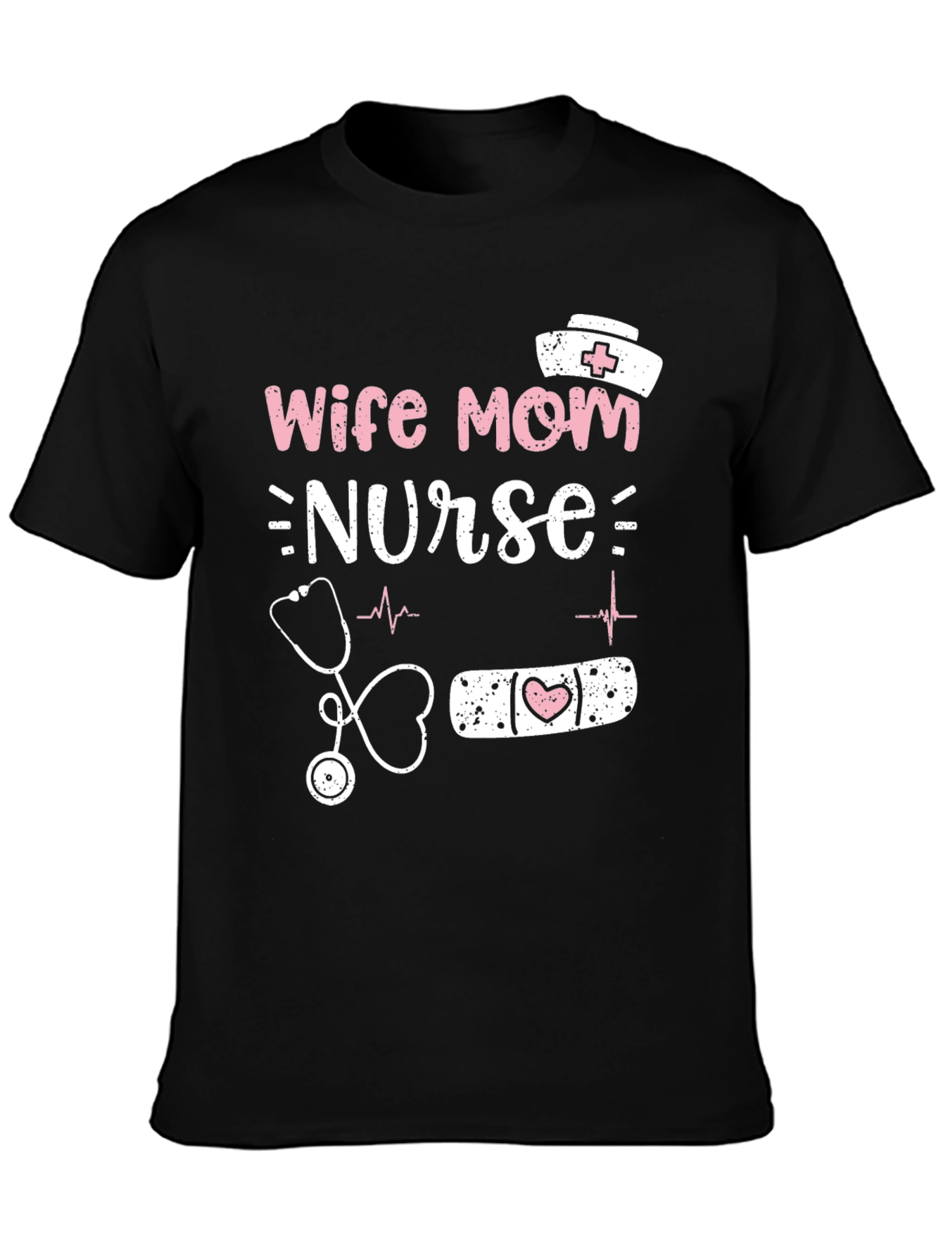 Black Wife Mom Nurse Graphic T-Shirt view 3