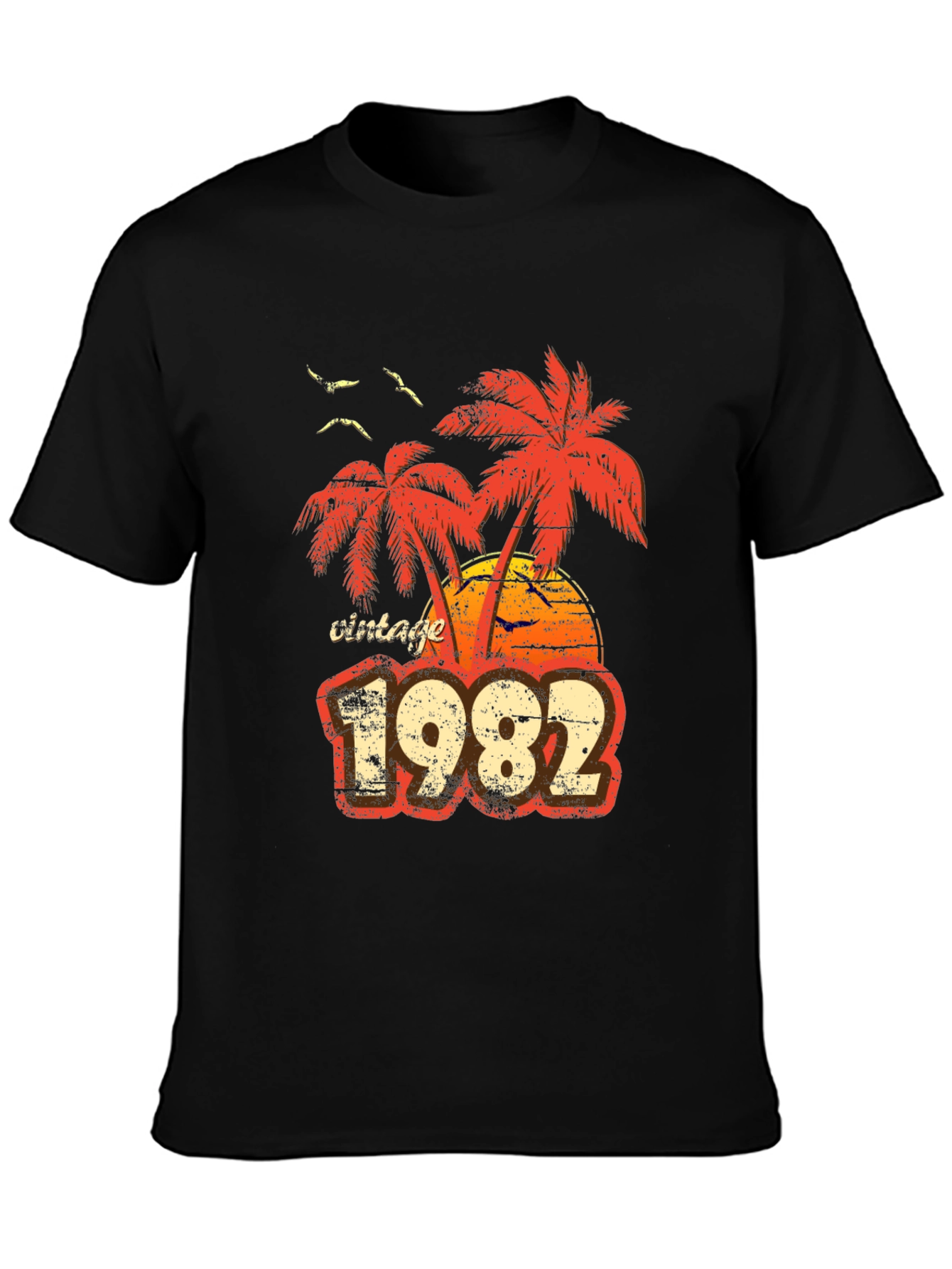 Black Vintage 1982 Palm Tree T-Shirt Retro Style view 3
