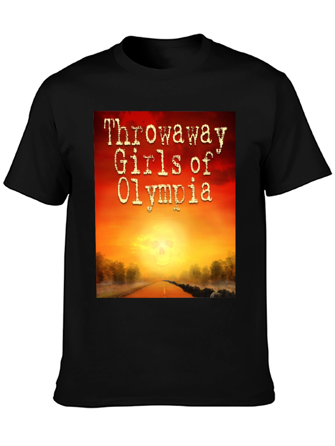 Black Throwaway Girls of Olympia T-Shirt view 3