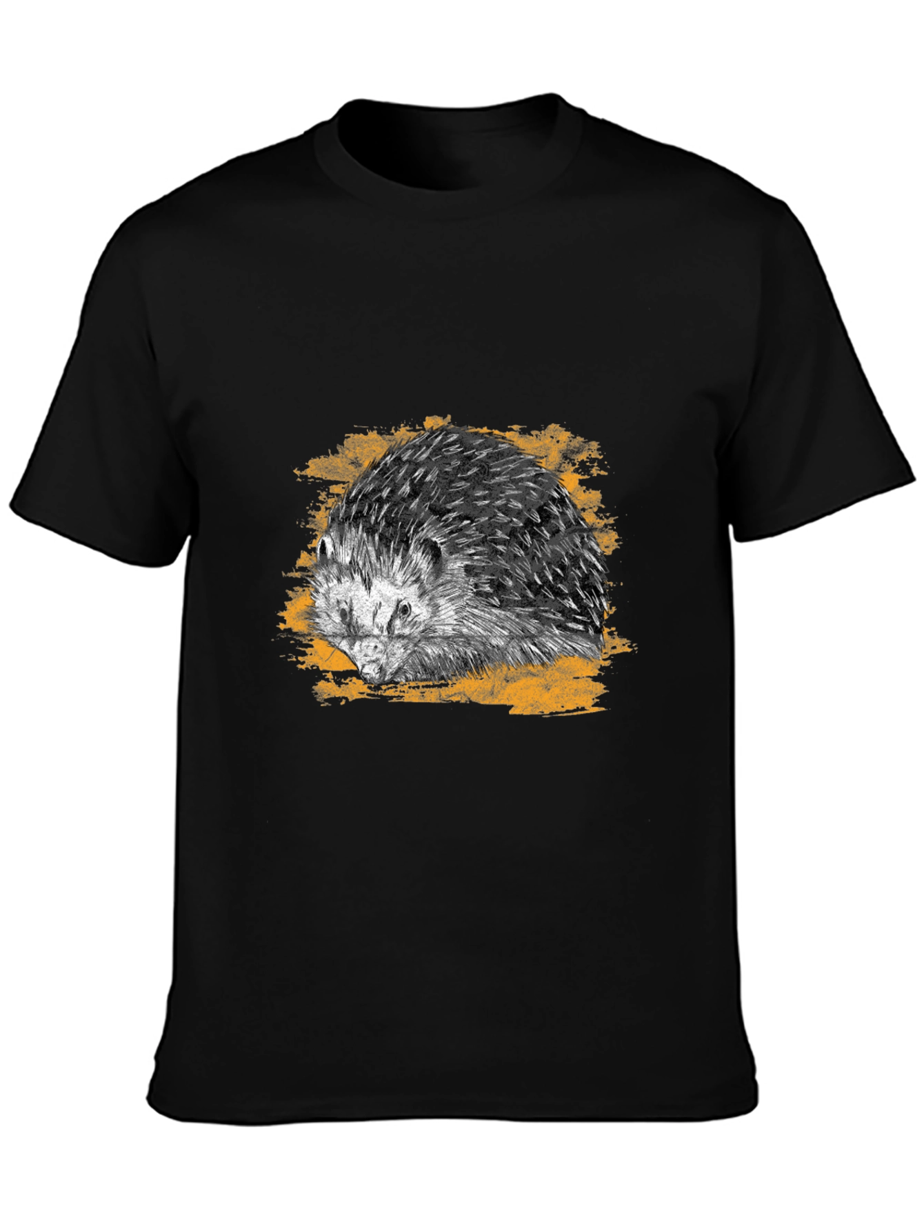 Black Hedgehog Graphic Tee - Cool Animal Print Shirt view 3