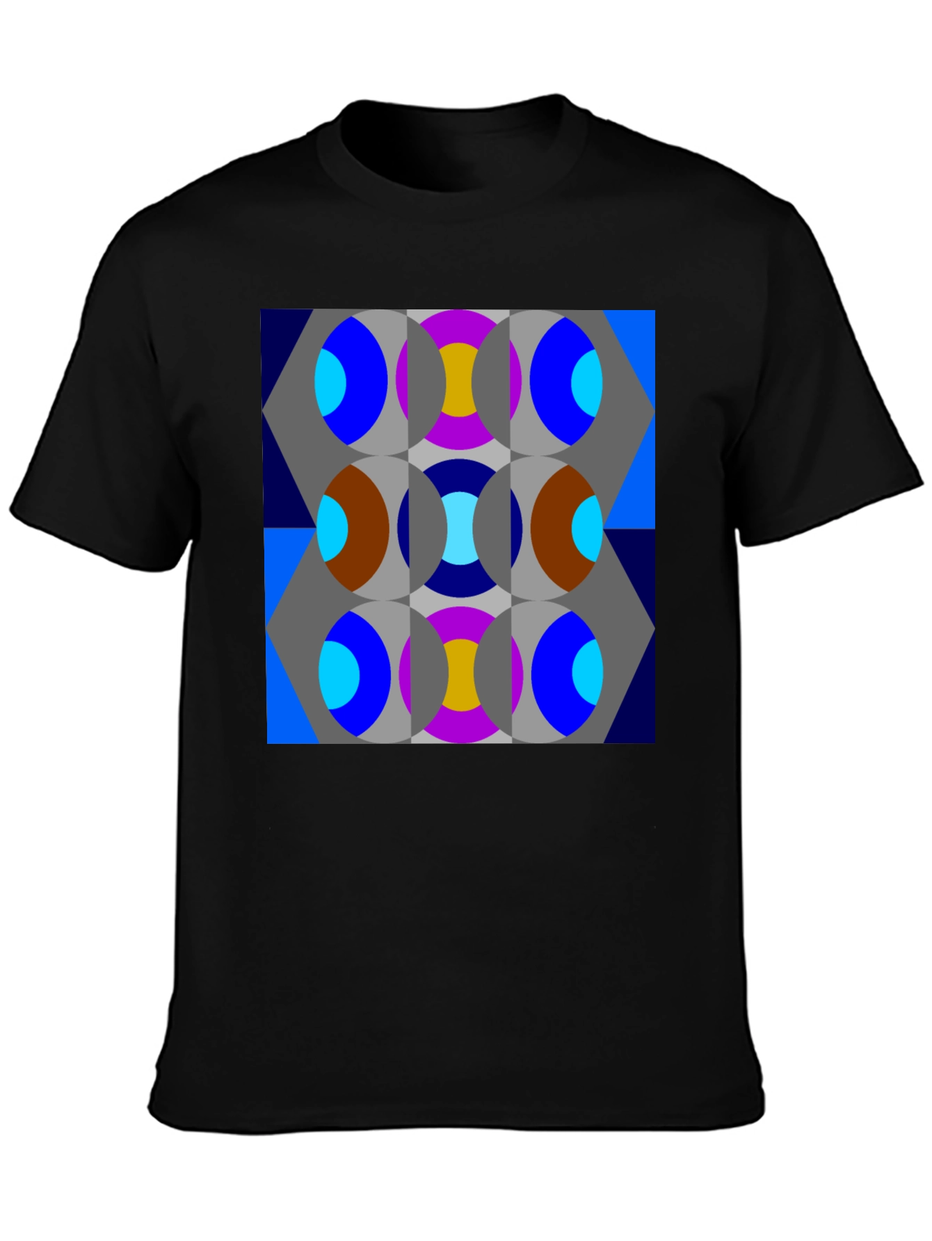 Black Abstract Geometric Patterned T-Shirt view 3