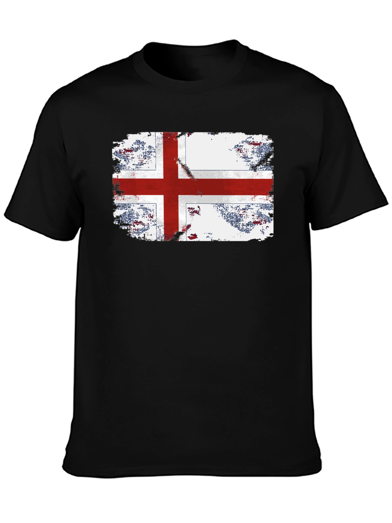 Black England Flag Grunge Graphic T-Shirt view 3