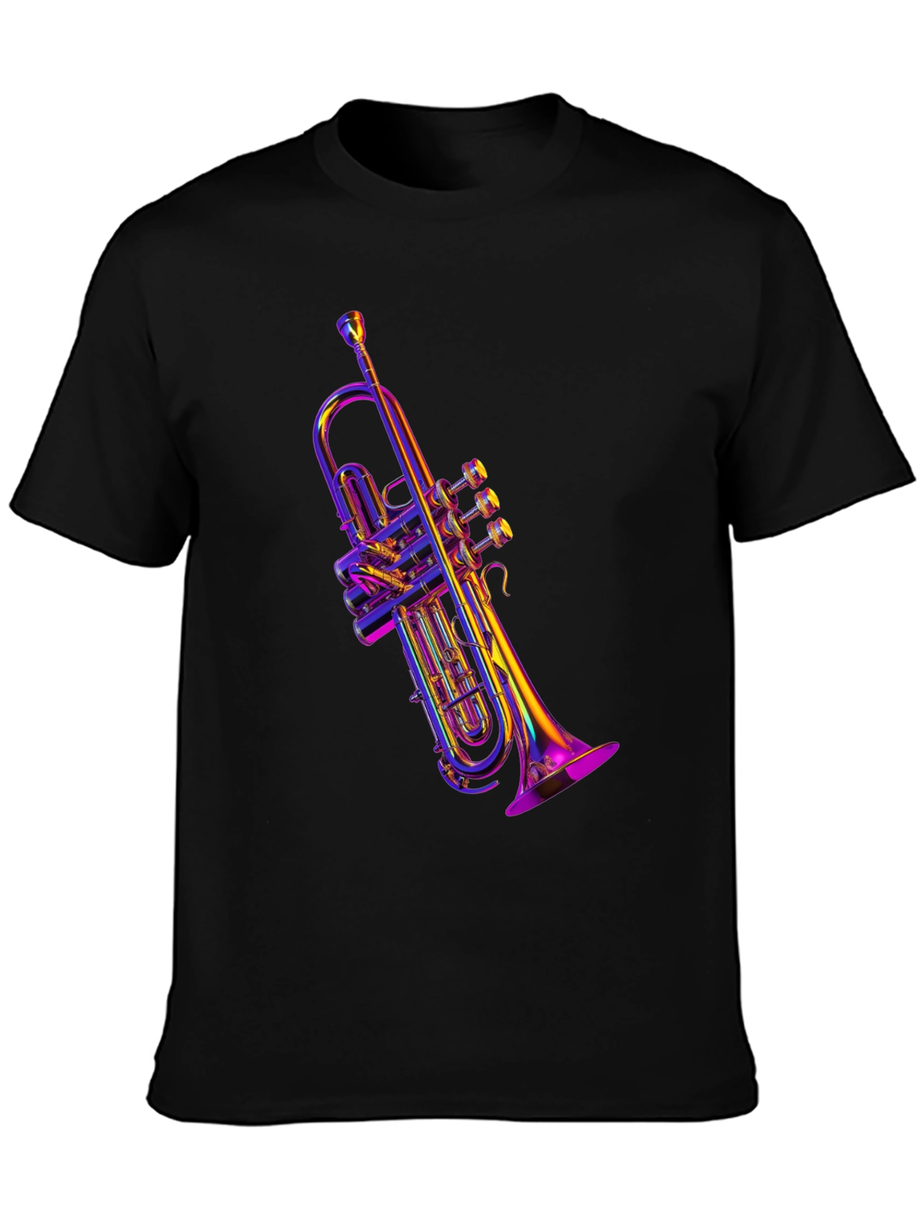 Black Neon Trumpet Graphic Tee - Musical Style view 3