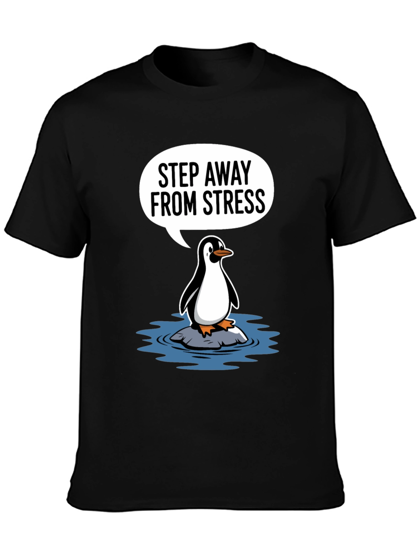 Black Step Away From Stress Penguin Graphic Tee view 3