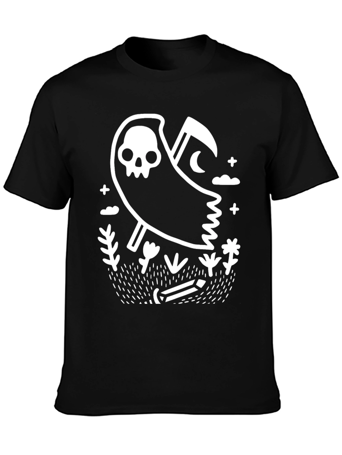 Black Grim Reaper Graphic T-Shirt - Black Cotton Tee view 3