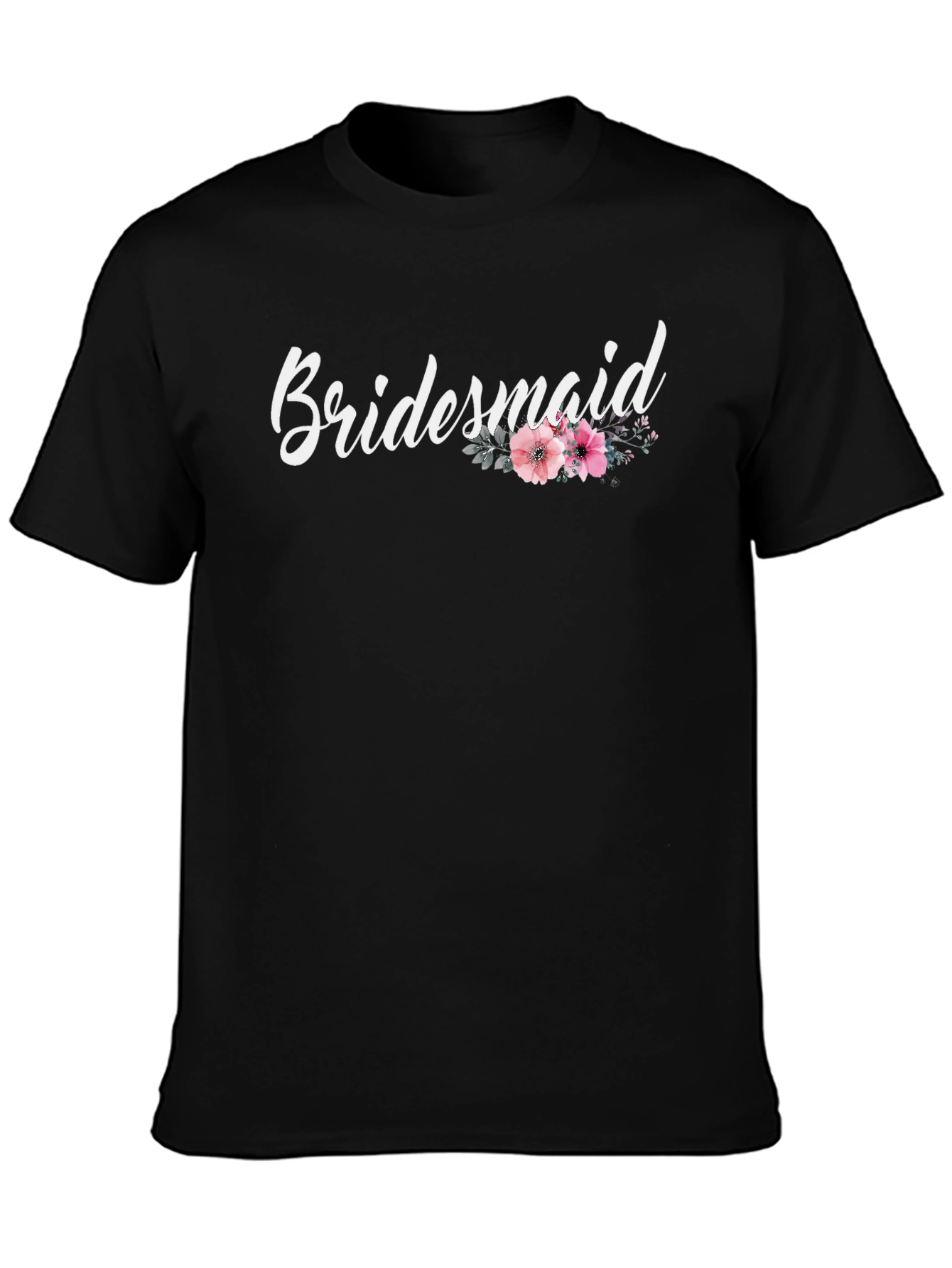 Black Bridesmaid Floral Graphic T-Shirt - Black view 3