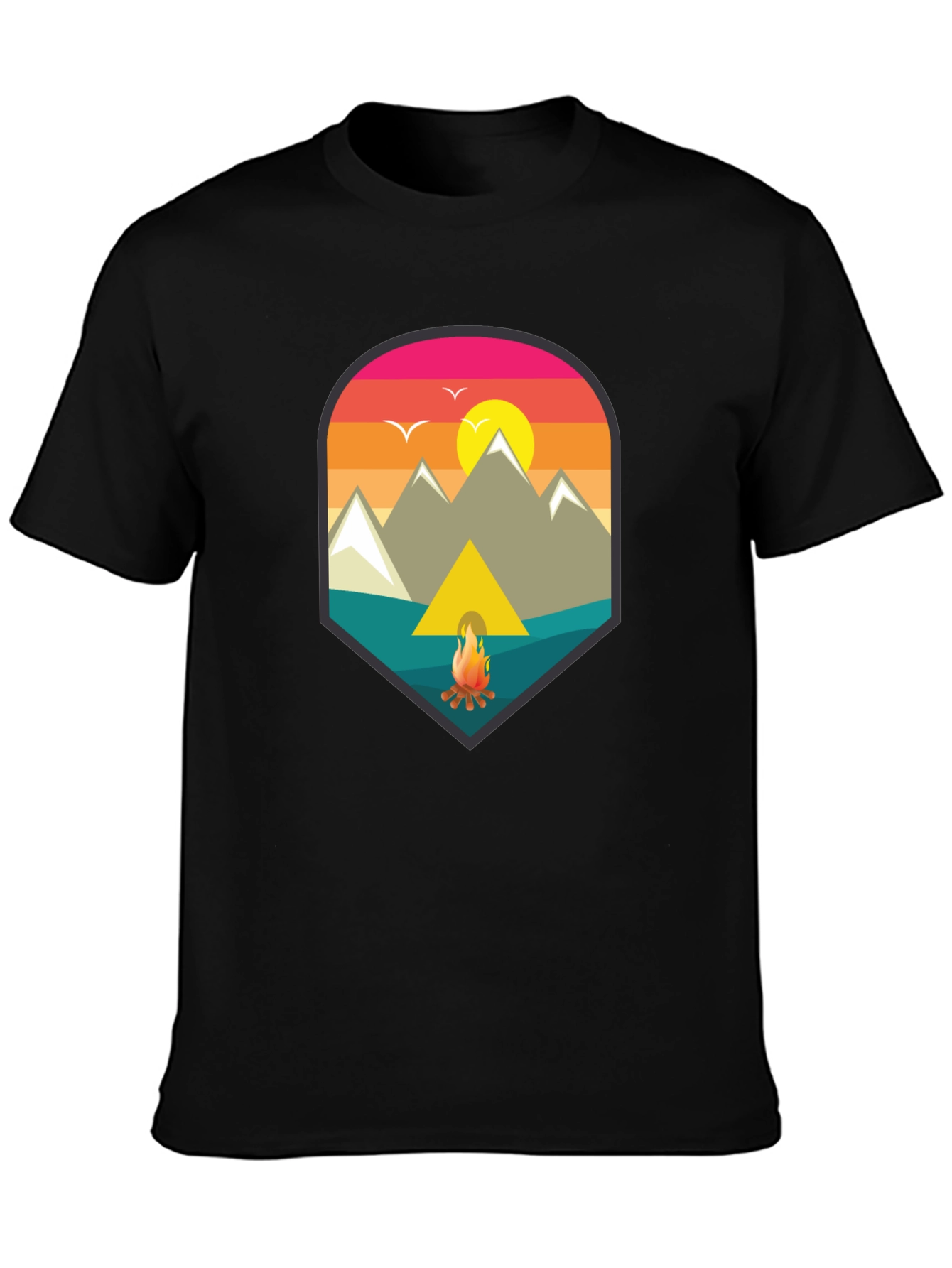 Black Camping Adventure Graphic Tee view 3