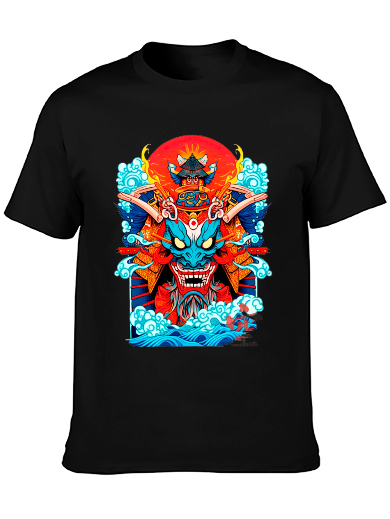 Black Samurai Dragon Graphic Black T-Shirt view 3