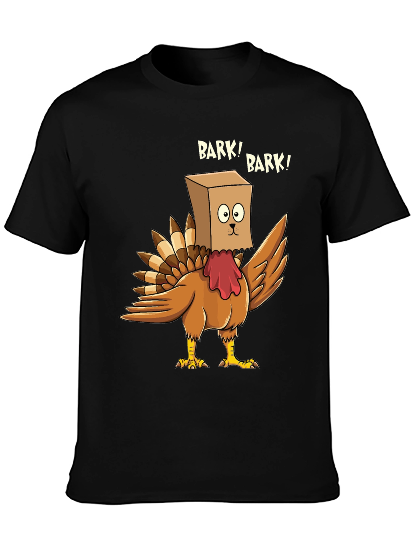 Black Funny Turkey Bark! Graphic T-Shirt view 3