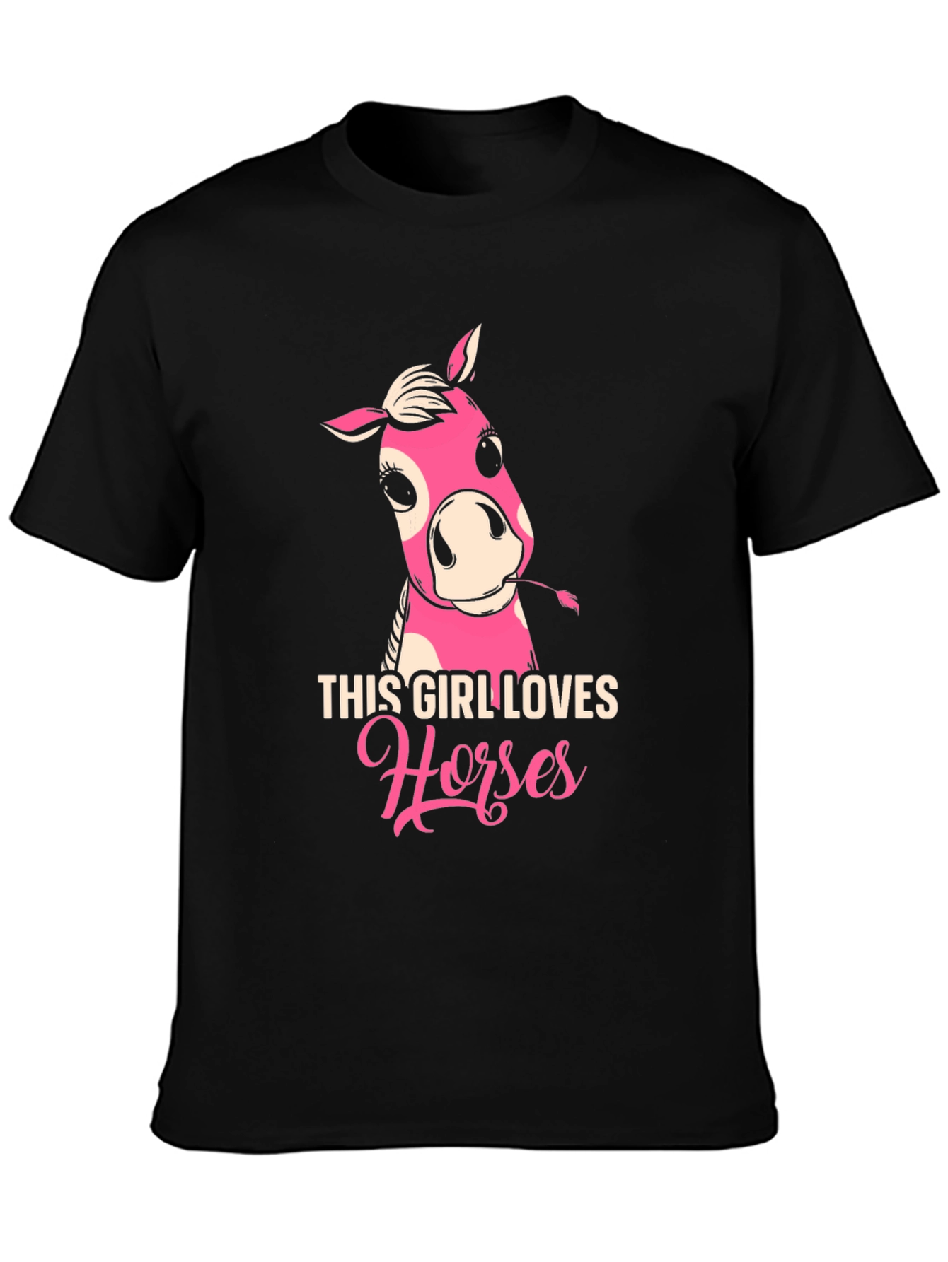 Black This Girl Loves Horses Black T-Shirt view 3