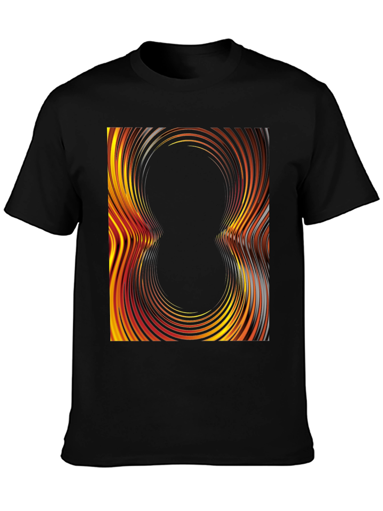 Black Abstract Swirl Graphic Tee - Black Cotton T-Shirt view 3