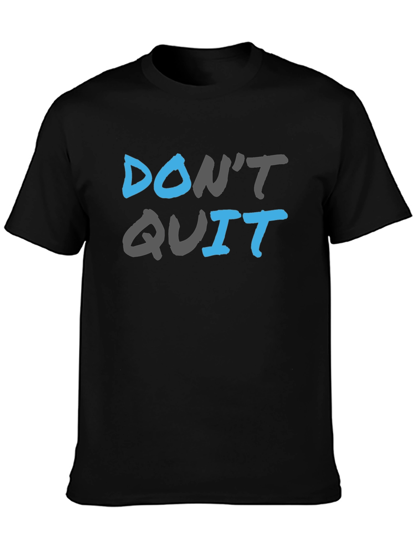 Black Motivational 'Don't Quit' Graphic Tee - Black Cotton Blend view 3