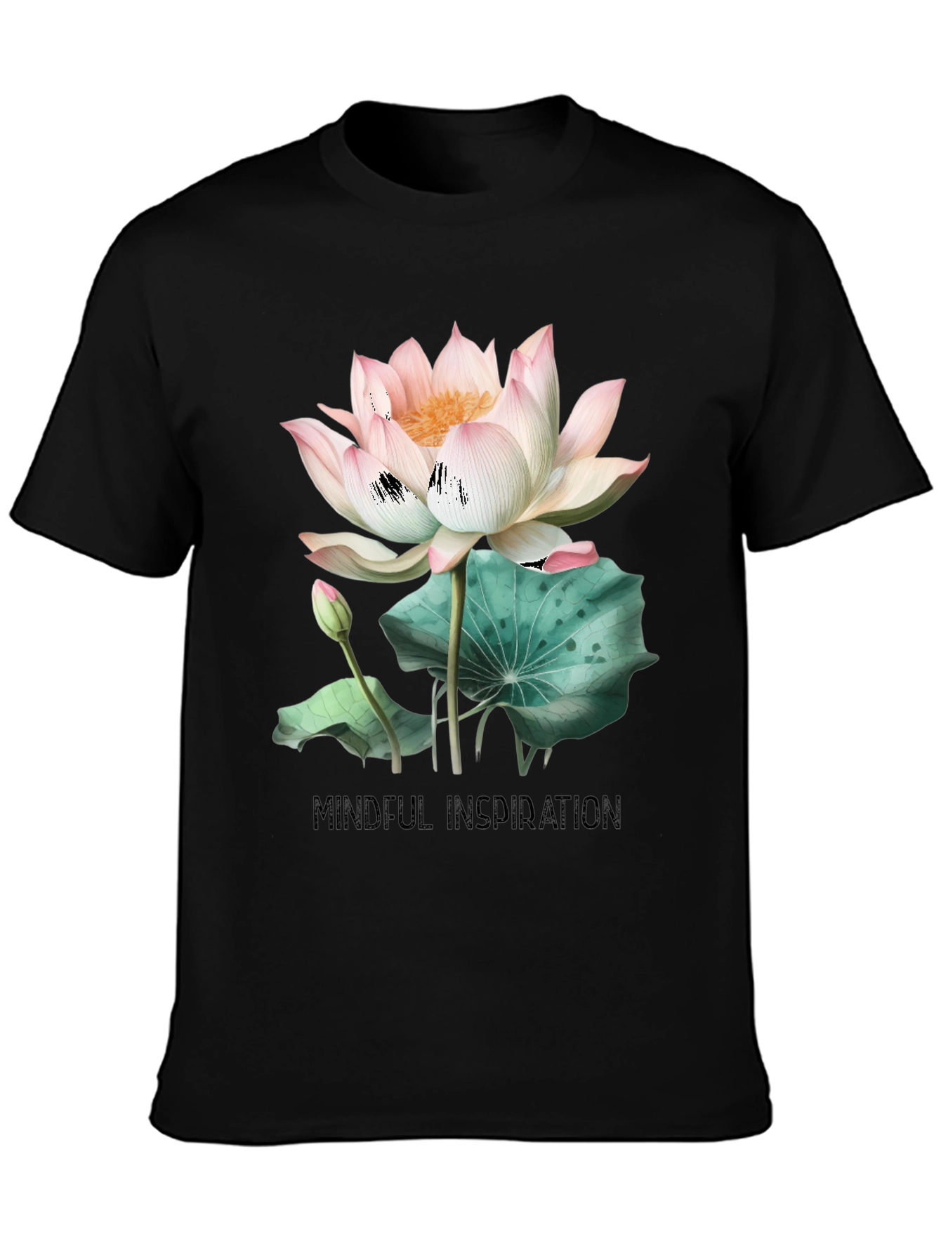 Black Mindful Inspiration Lotus Graphic Tee - Black view 3