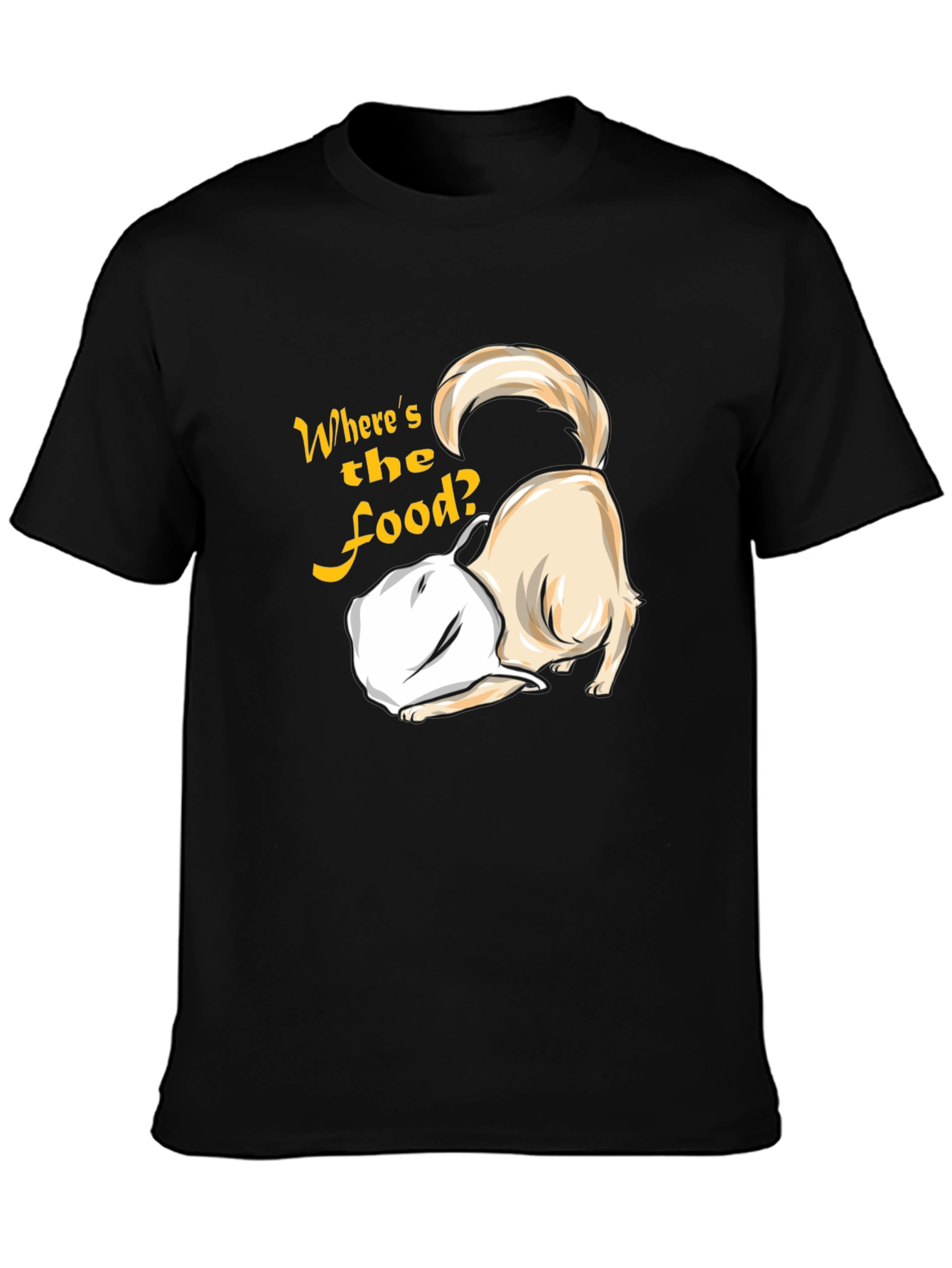 Black Funny Dog 'Where's the Food?' Black T-Shirt view 3