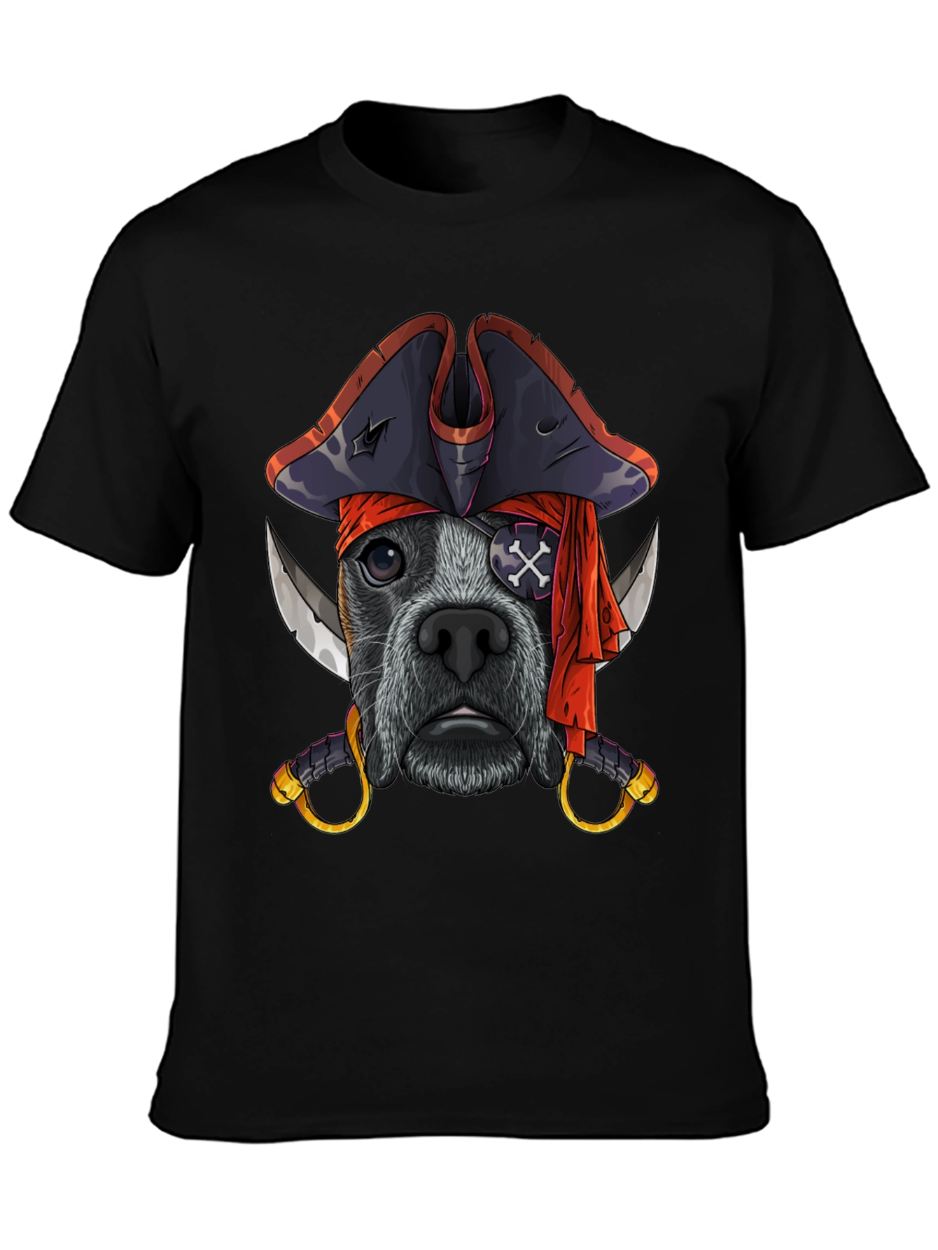 Black Pirate Dog T-Shirt, Funny Pet Tee view 3