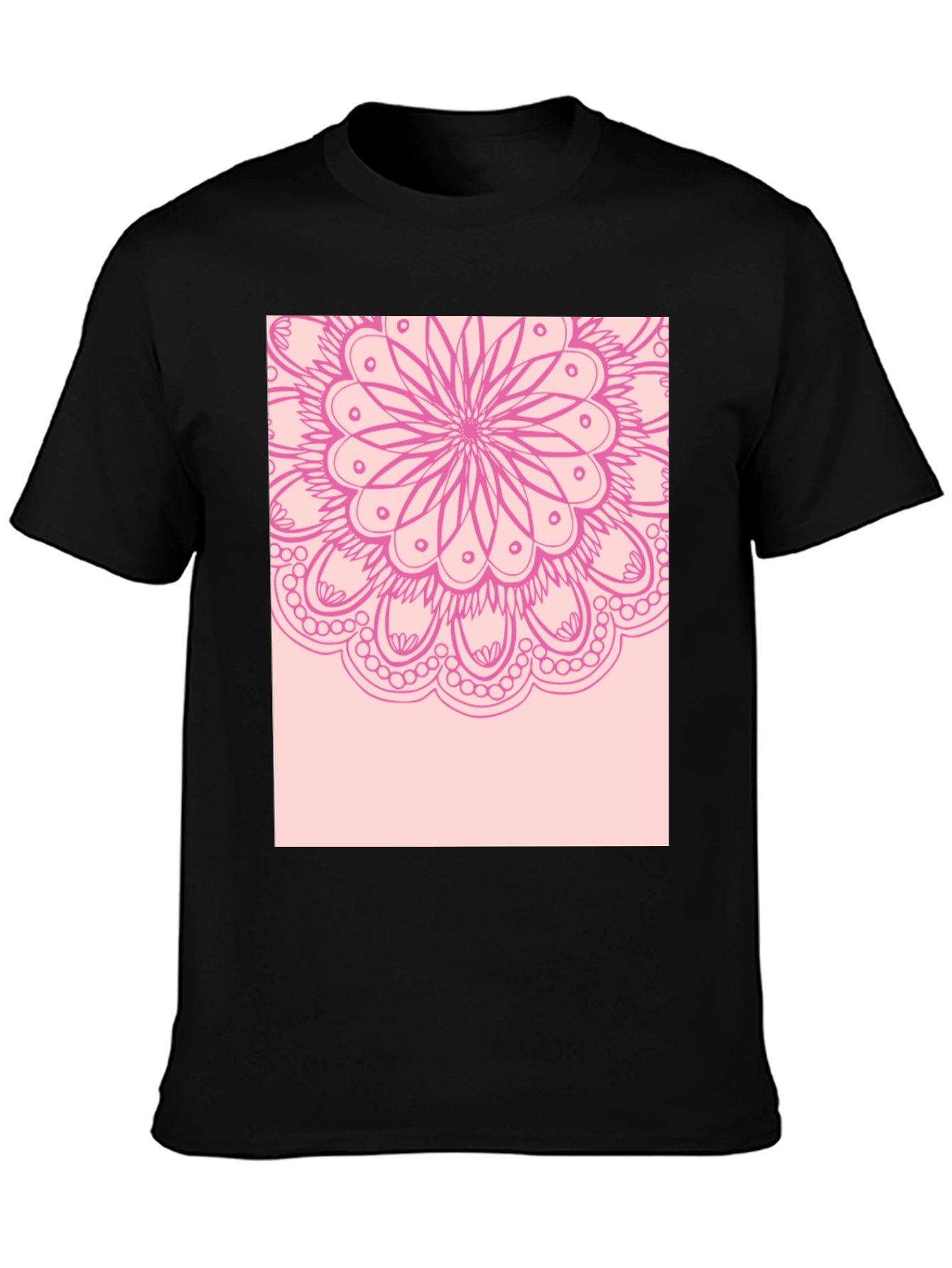 Black Mandala Graphic Tee - Stylish Black Cotton T-Shirt view 3